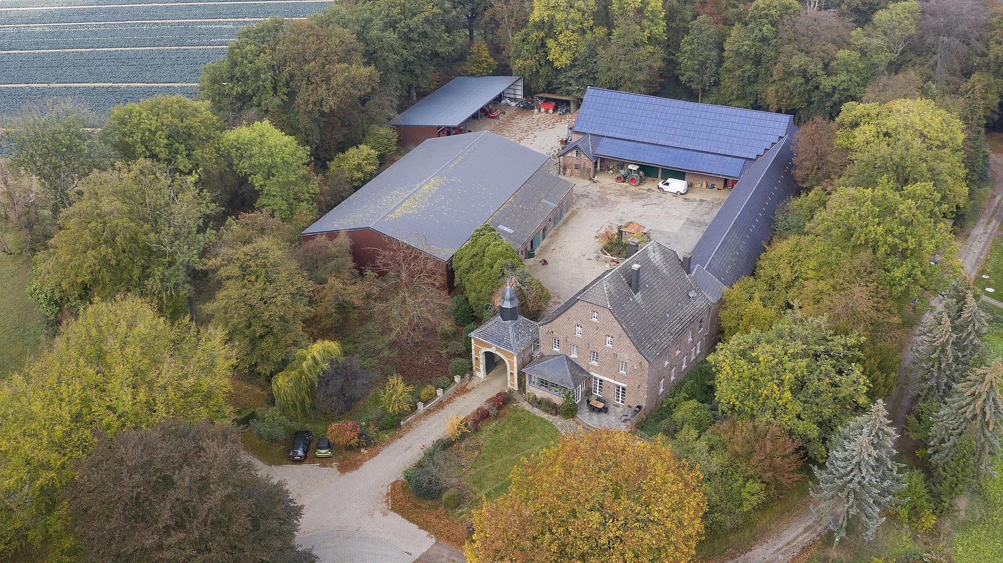 Photo showing: Aerial view of Eggerather Hof, Erkelenz, Germany