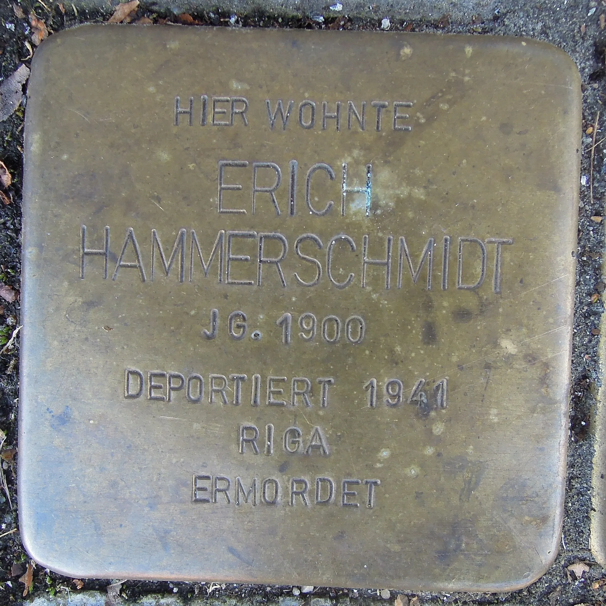 Photo showing: Stolperstein Gemünd neben Schleidener Straße 1 für Erich Hammerschmidt