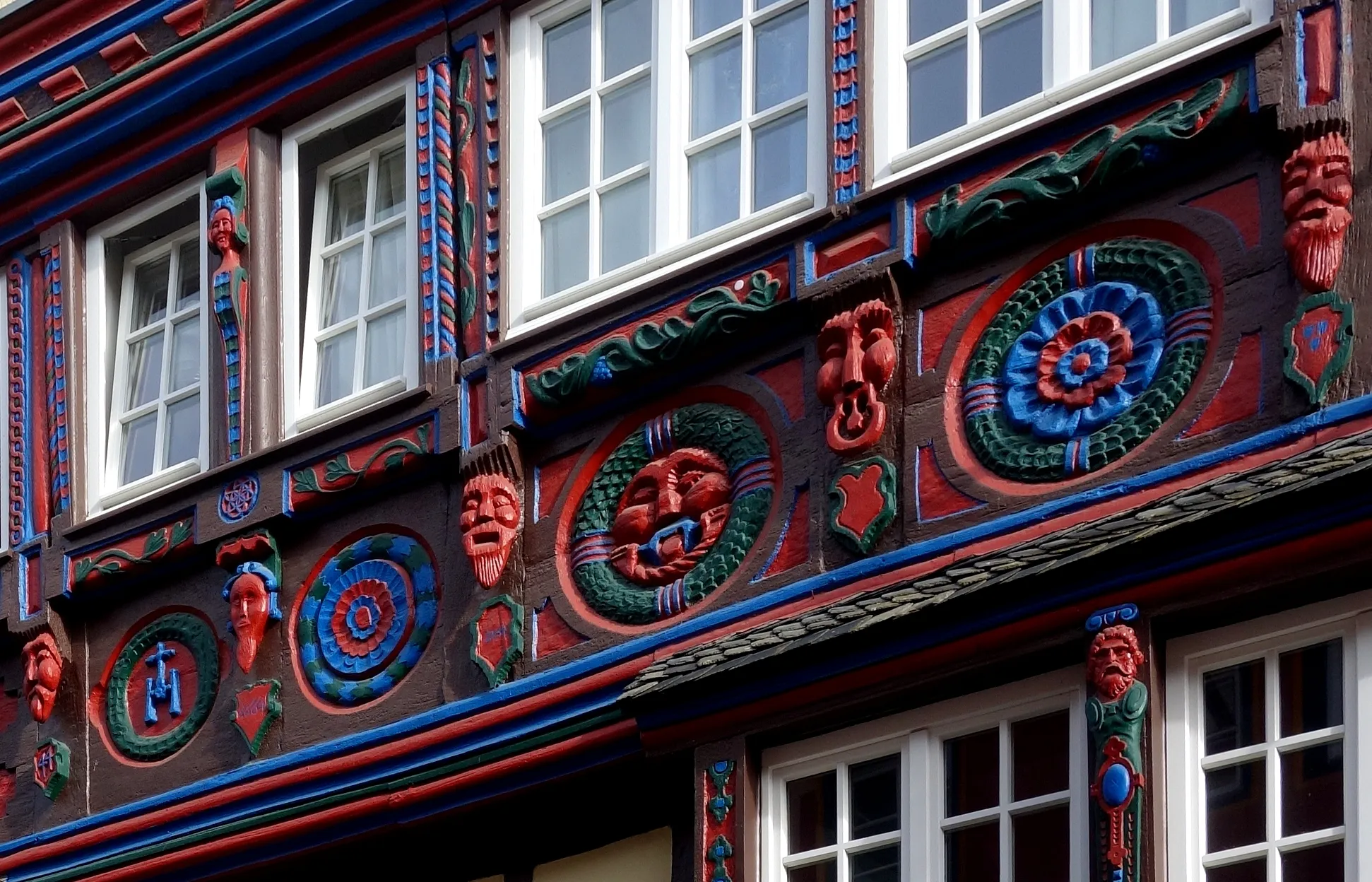 Photo showing: Gefache an der Fassade des Windeckhauses in Bad Münstereifel (2019)