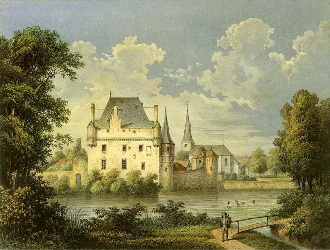 Photo showing: Burg Satzvey, Kreis Euskirchen,  Lithografie aus dem 19. Jahrhundert