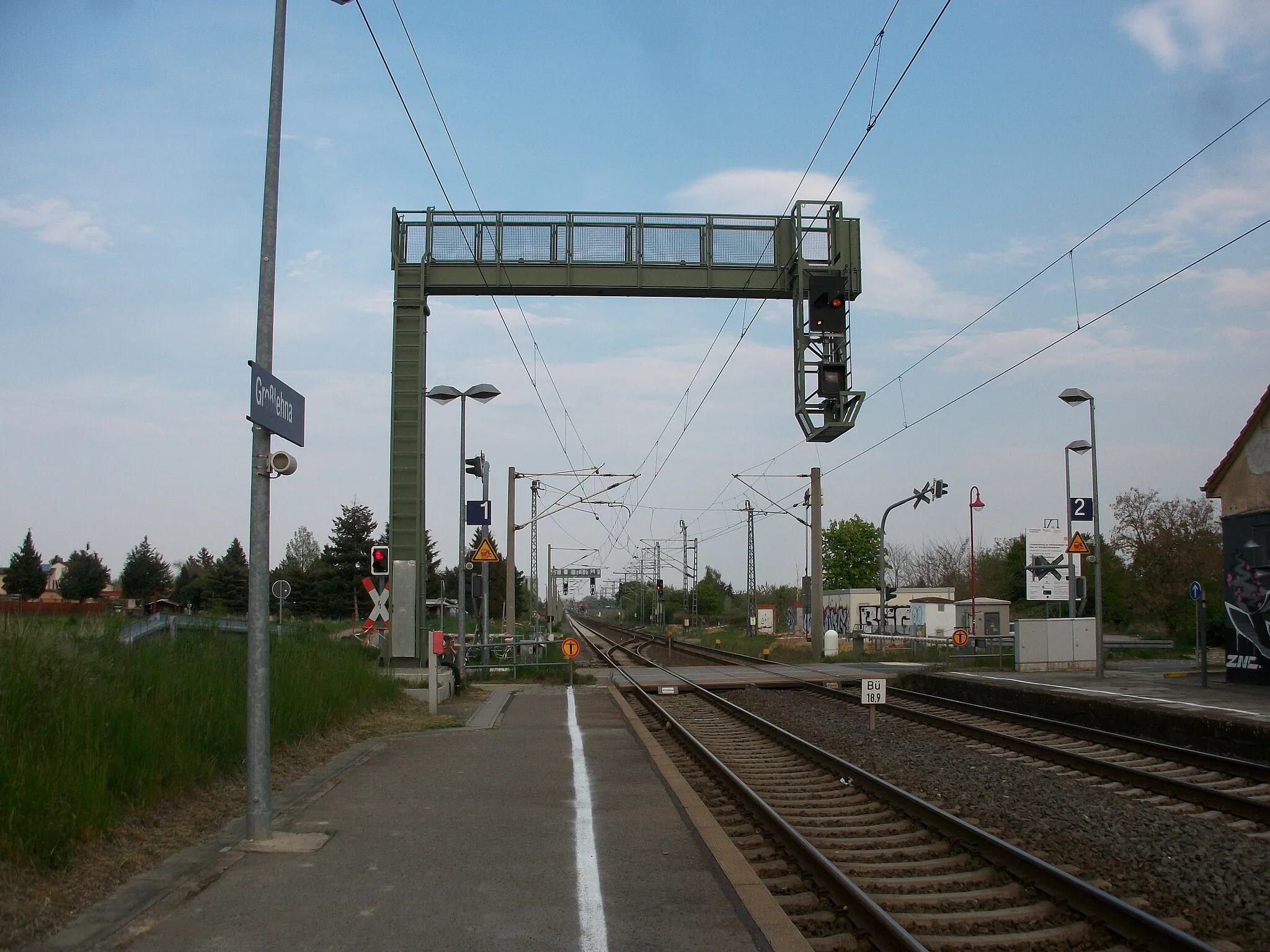 Photo showing: Bahnhof Großlehna, Blick nach Osten (2022)