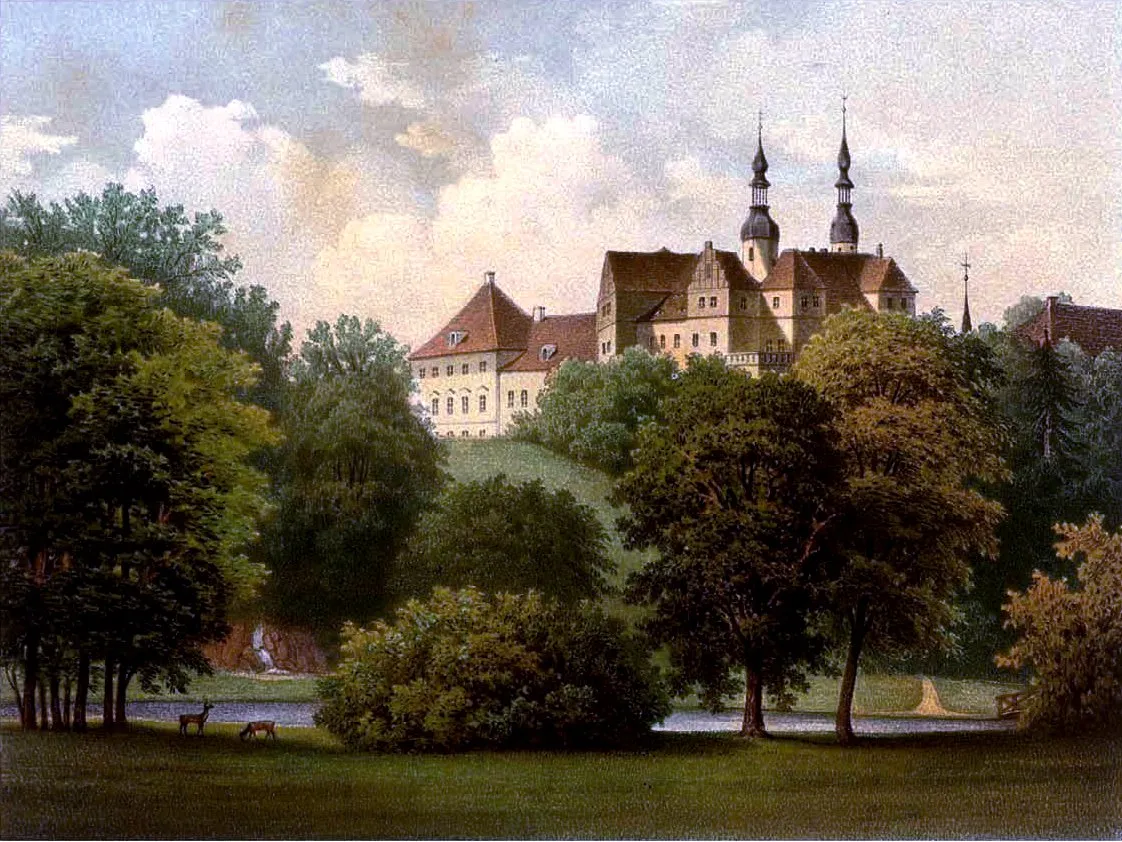 Photo showing: Schloss Zschepplin, Lithografie aus dem 19. Jahrhundert