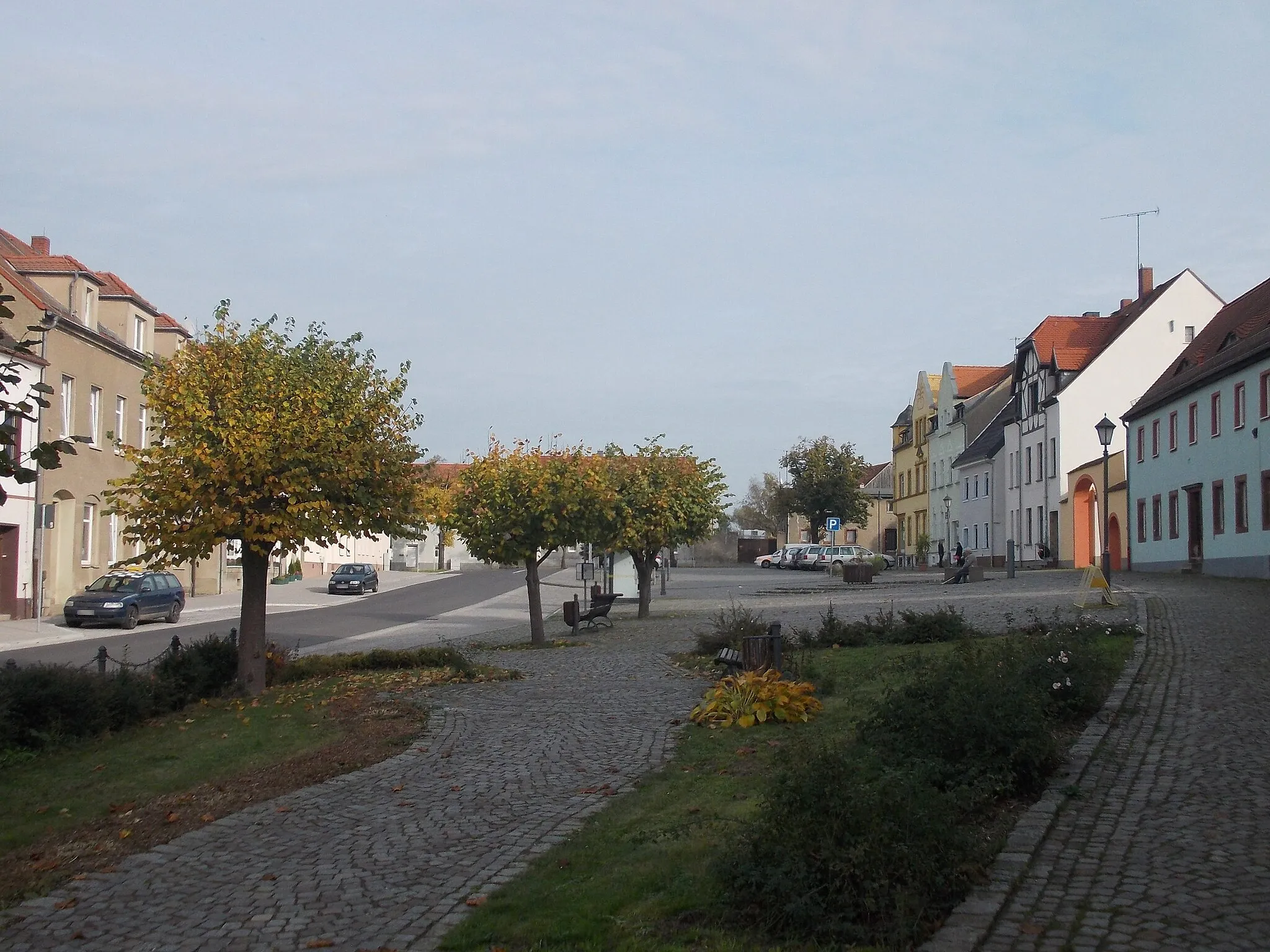 Photo showing: Gänsemarkt square in Nerchau (Grimma, Leipzig district, Saxony)