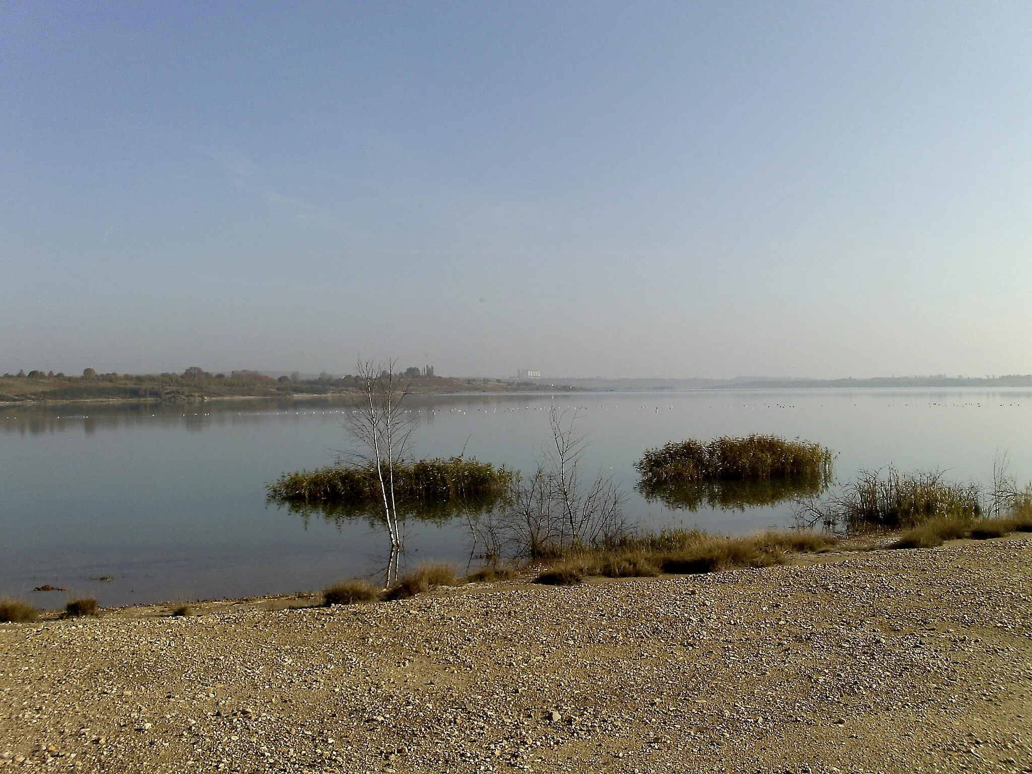 Photo showing: Hain Lake, a new lake at the place of an old opencast mine in the "Neuseenland" of Leipzig district (Saxony)