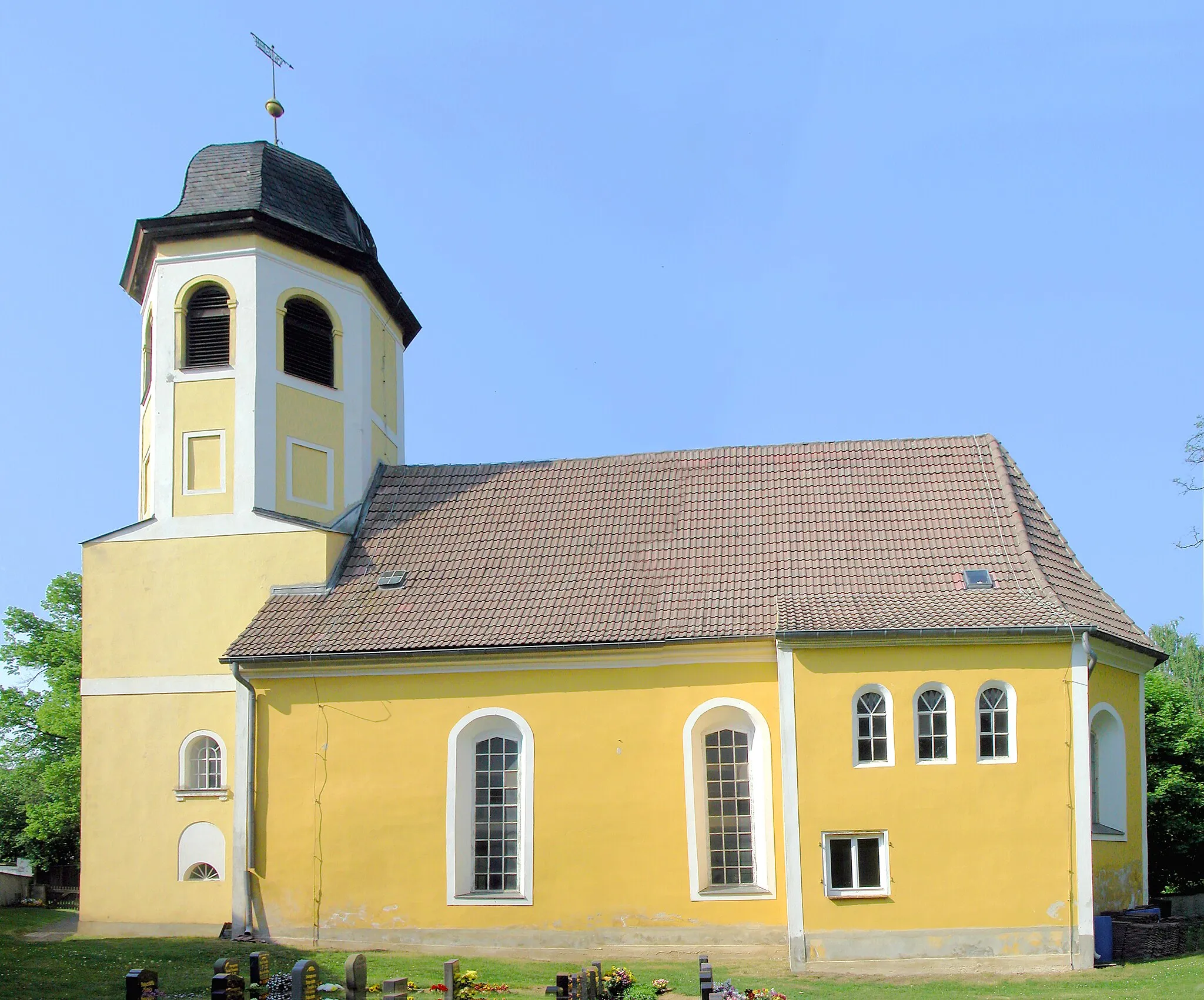 Photo showing: 01.05.2009   04808  Zschorna (Hohburg -> Lossatal, Alte Dorfstraße / Ecke Schulstraße: Ev. Pfarrkirche (GMP: 51.391616,12.807411). Verputzter Bruchsteinbau, Ursprünge 2. Hälfte 17. Jahrhundert. 1840-1841 Umbauten. Saalkirche.                                                  [DSCN37002-37003.TIF]20090501495MDR.JPG(c)Blobelt