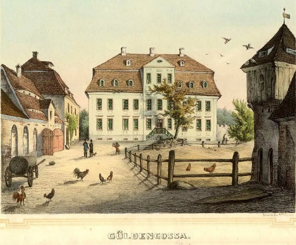 Photo showing: Das Schloss in Güldengossa um 1860