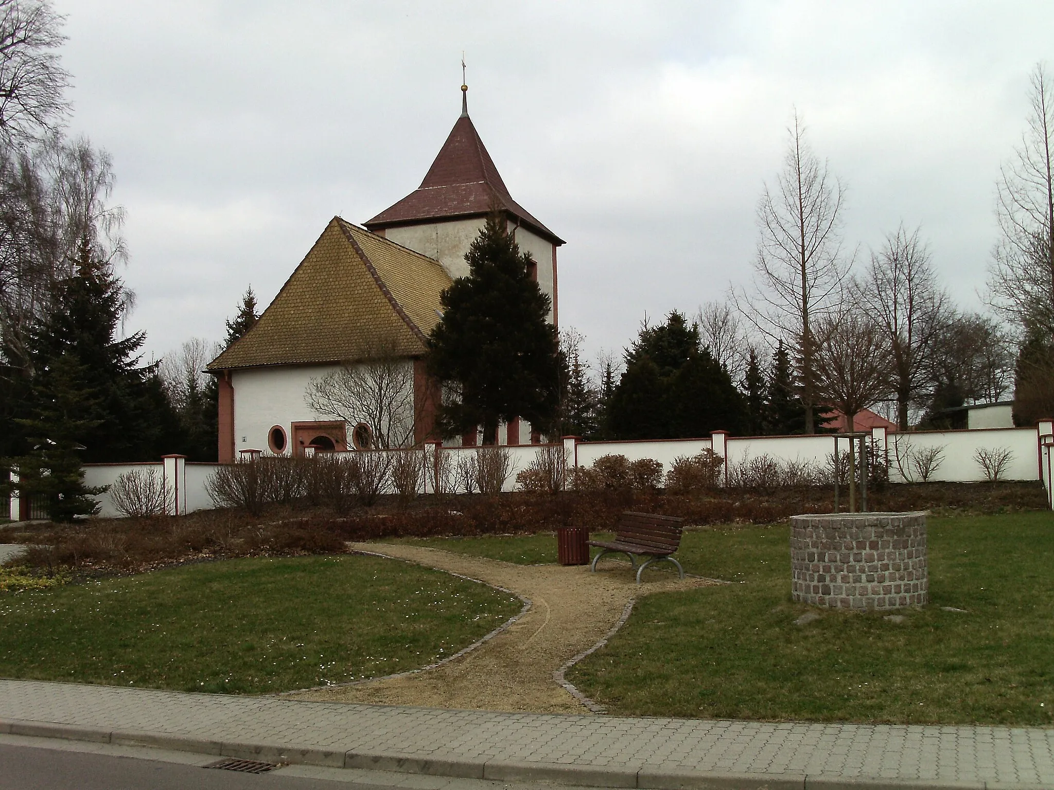 Photo showing: Holy Cross Church in Hainichen (Kitzscher, Leipzig district, Saxony)