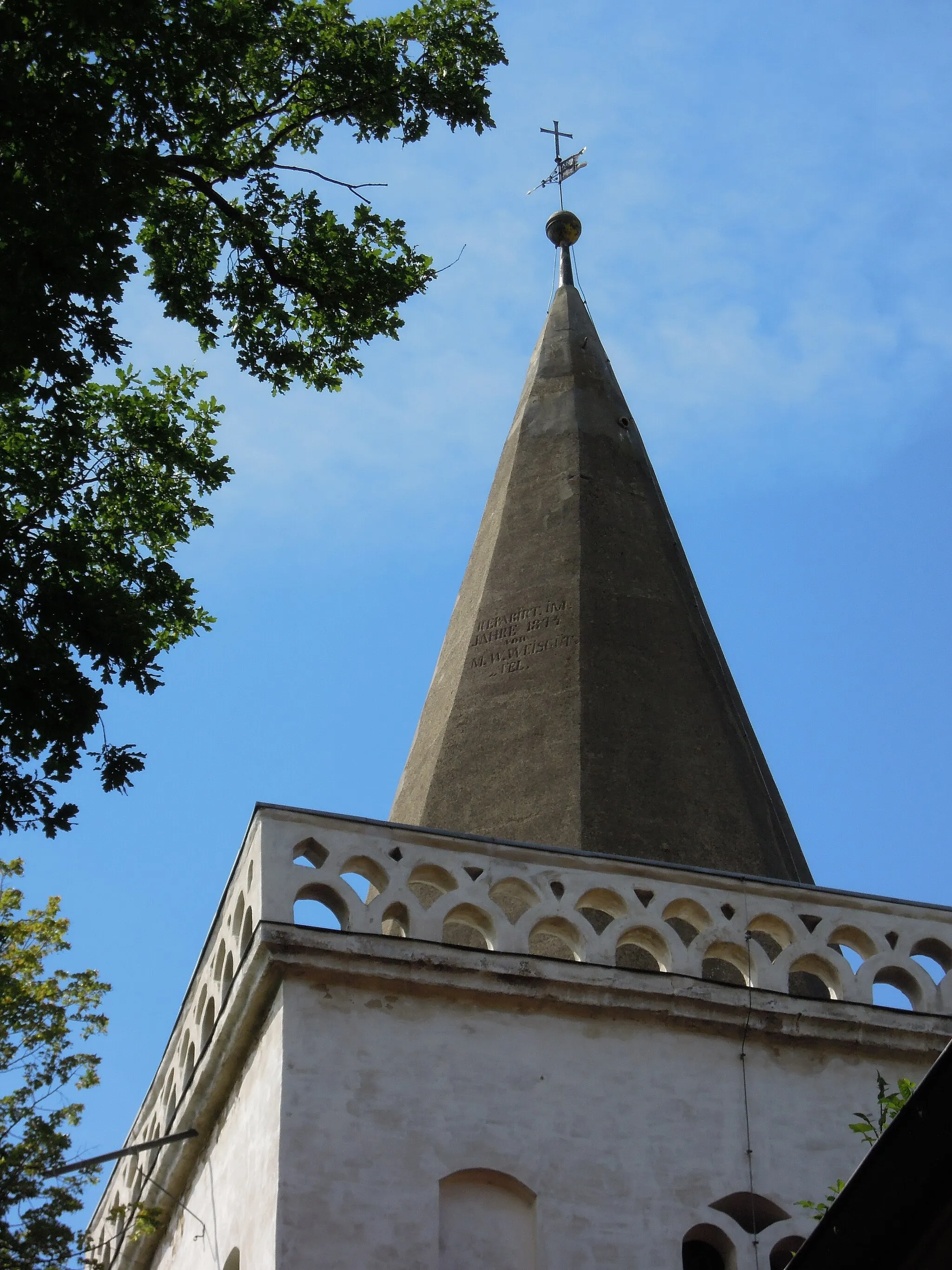 Photo showing: Kirche Trebitz -Turmspitze im Detail von Ost- im August 2020