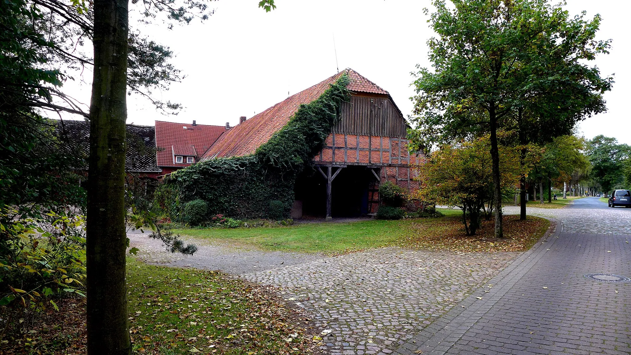 Photo showing: Scheune im Fachwerkstil aus dem Jahre 1869 in Jeddingen. Aufnahmedatum 2016-10.