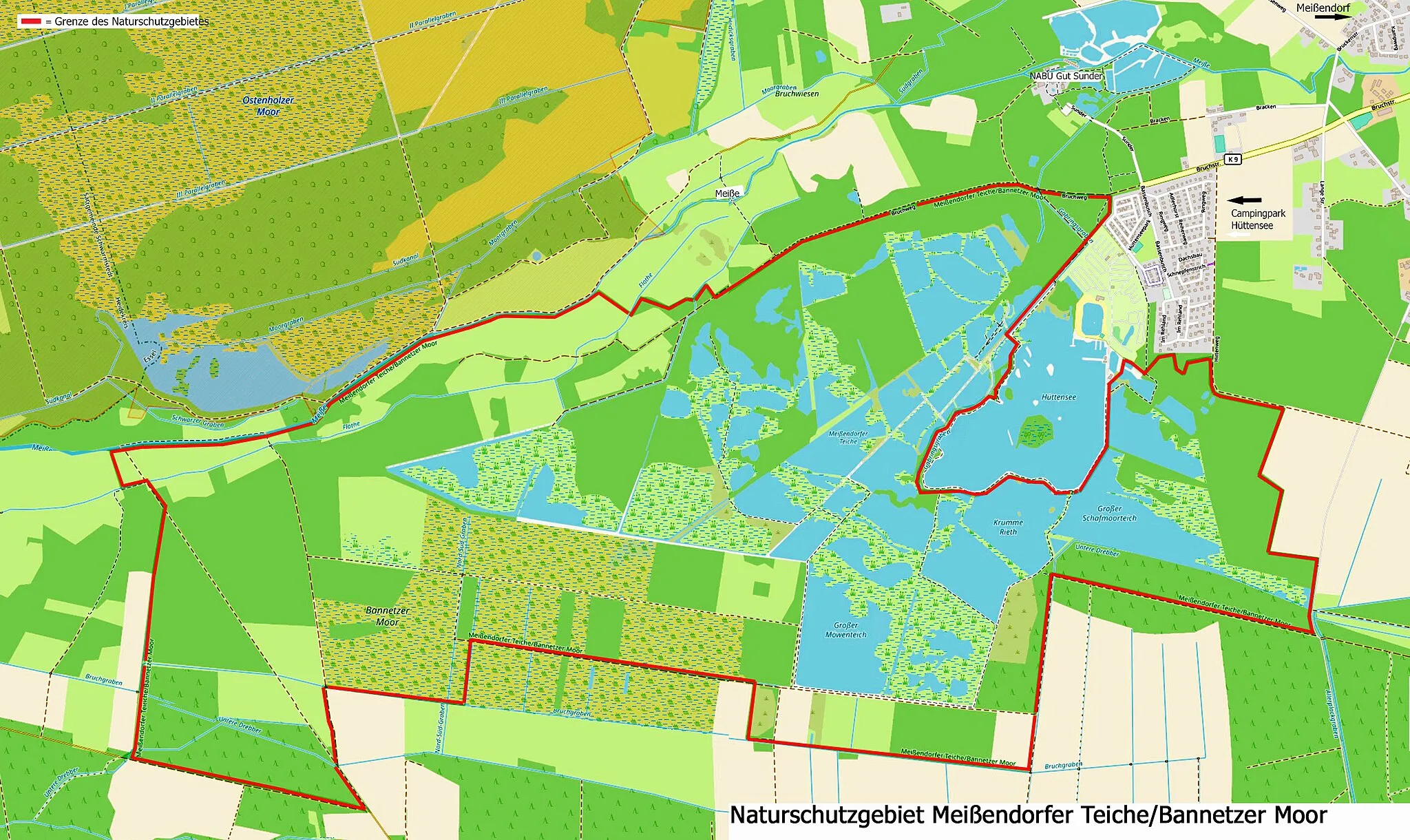 Photo showing: Übersichtskarte Naturschutzgebiet Meißendorfer Teiche/Bannetzer Moor