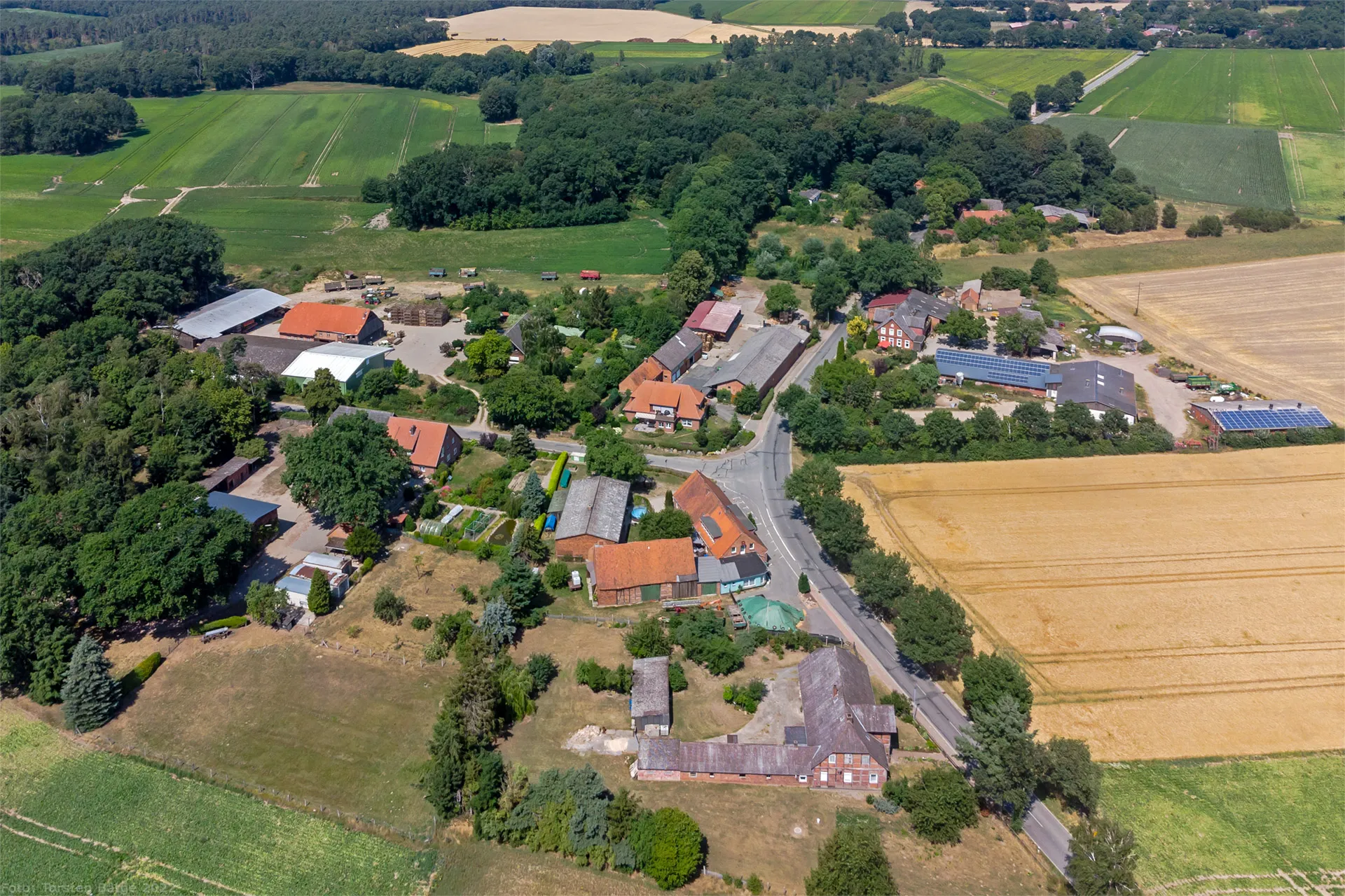 Photo showing: Luftbild von Prepow. Das Dorf ist ein Ortsteil der Gemeinde Zernien im Landkreis Lüchow-Dannenberg.