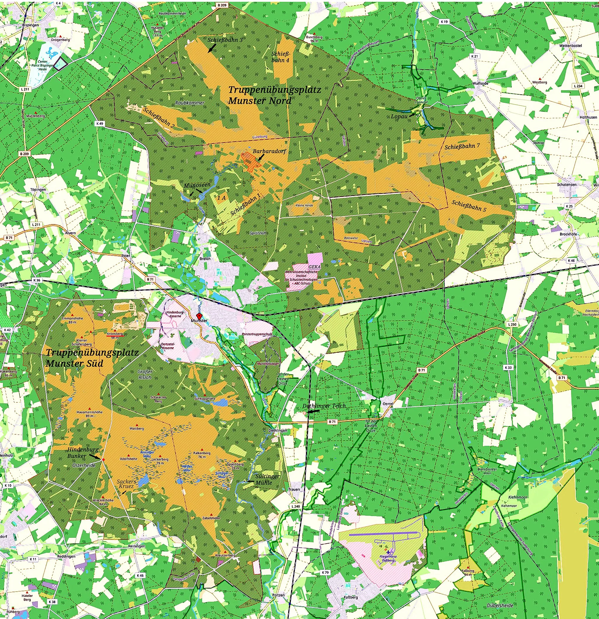 Photo showing: Übersichts-Karte Truppenübungsplatz Munster Nord und Süd