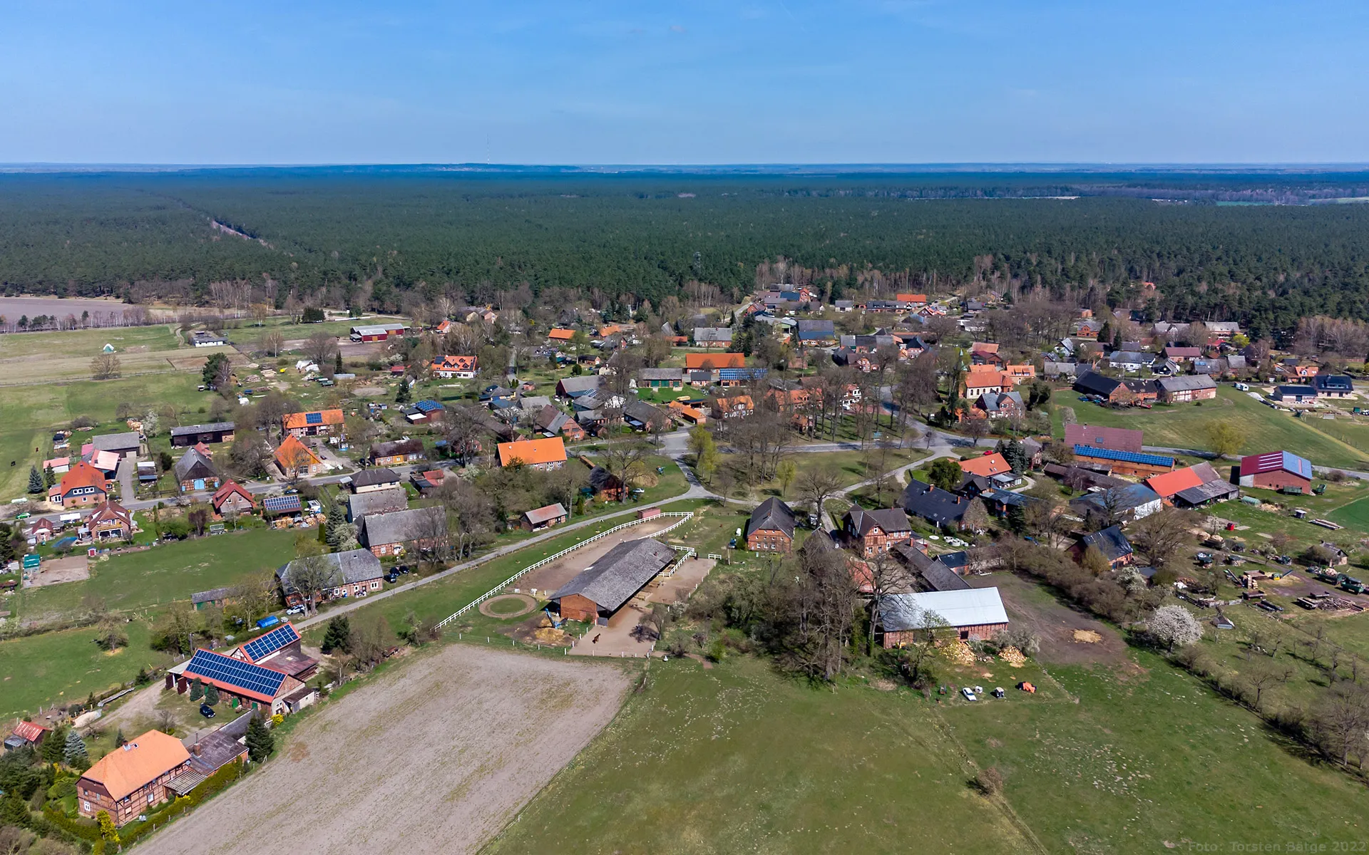 Photo showing: Luftbild von Prezelle in der gleichnamigen Gemeinde im Landkreis Lüchow-Dannenberg.