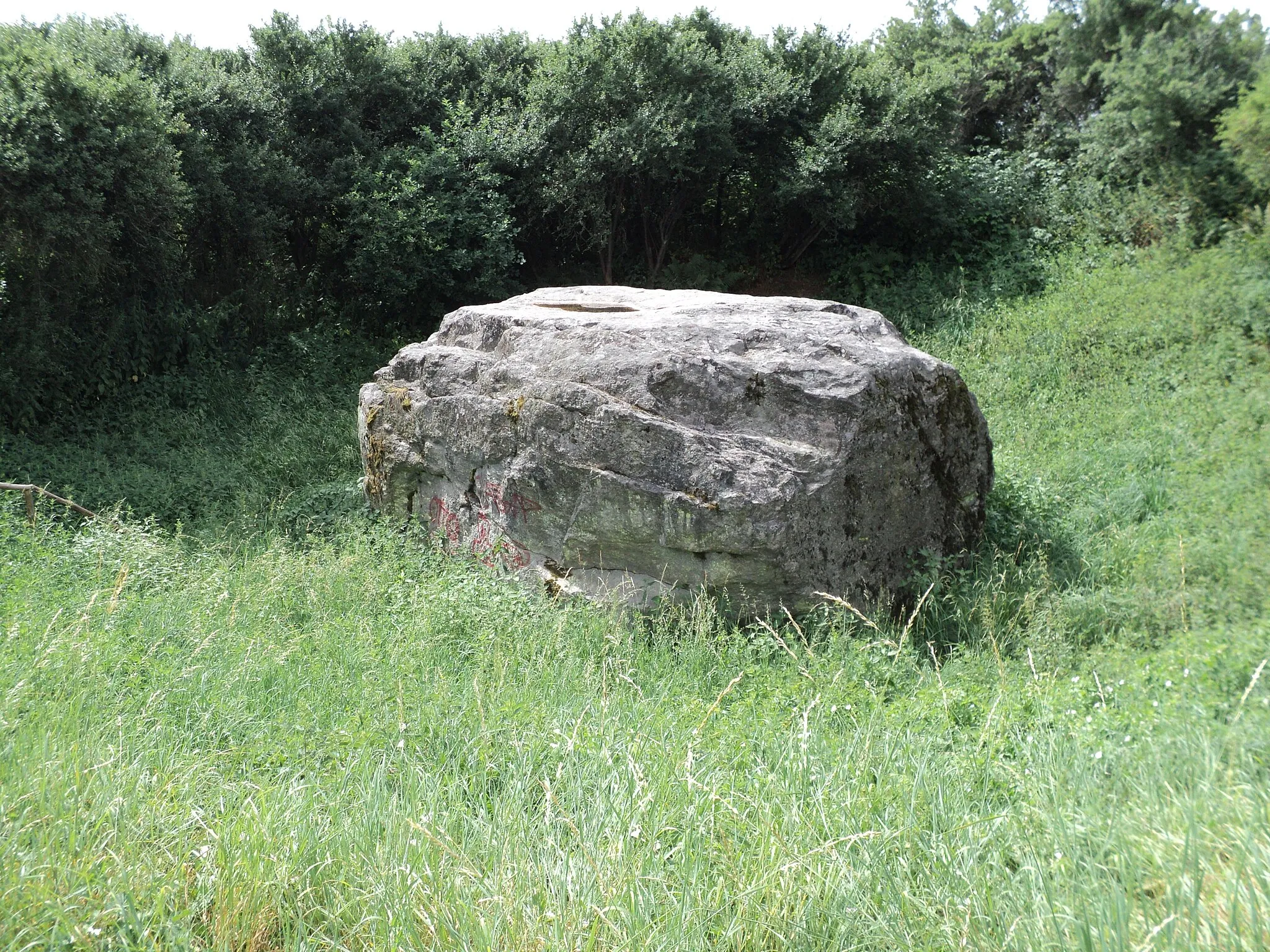 Photo showing: The "Groote stone" in Blankenhof, a relic from the Ice Age. 42 m³ volume, weight 70 tons