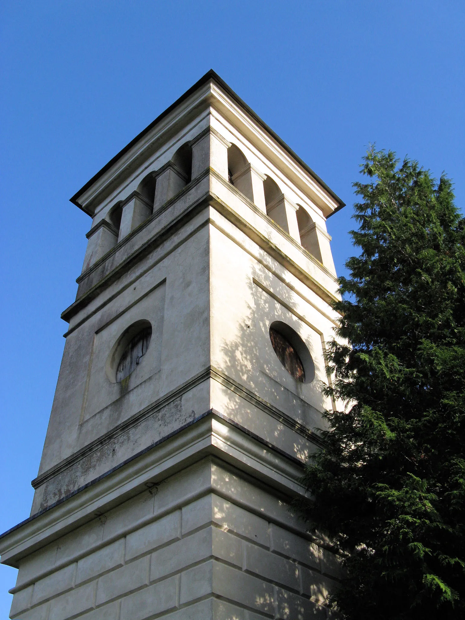 Photo showing: Church tower in Zickhusen, Mecklenburg-Vorpommern, Germany