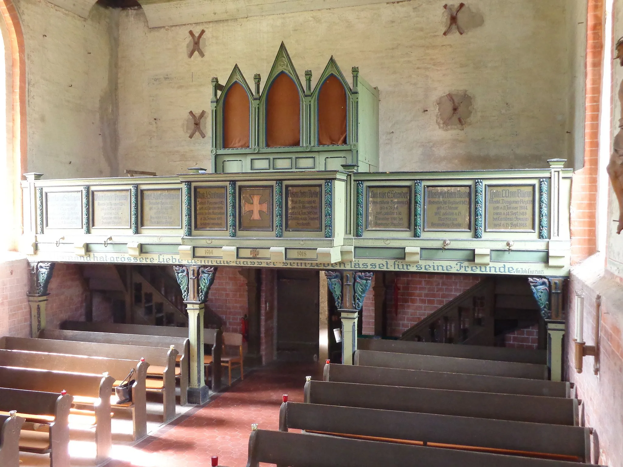 Photo showing: Orgelempore der Dorfkirche Dobbin