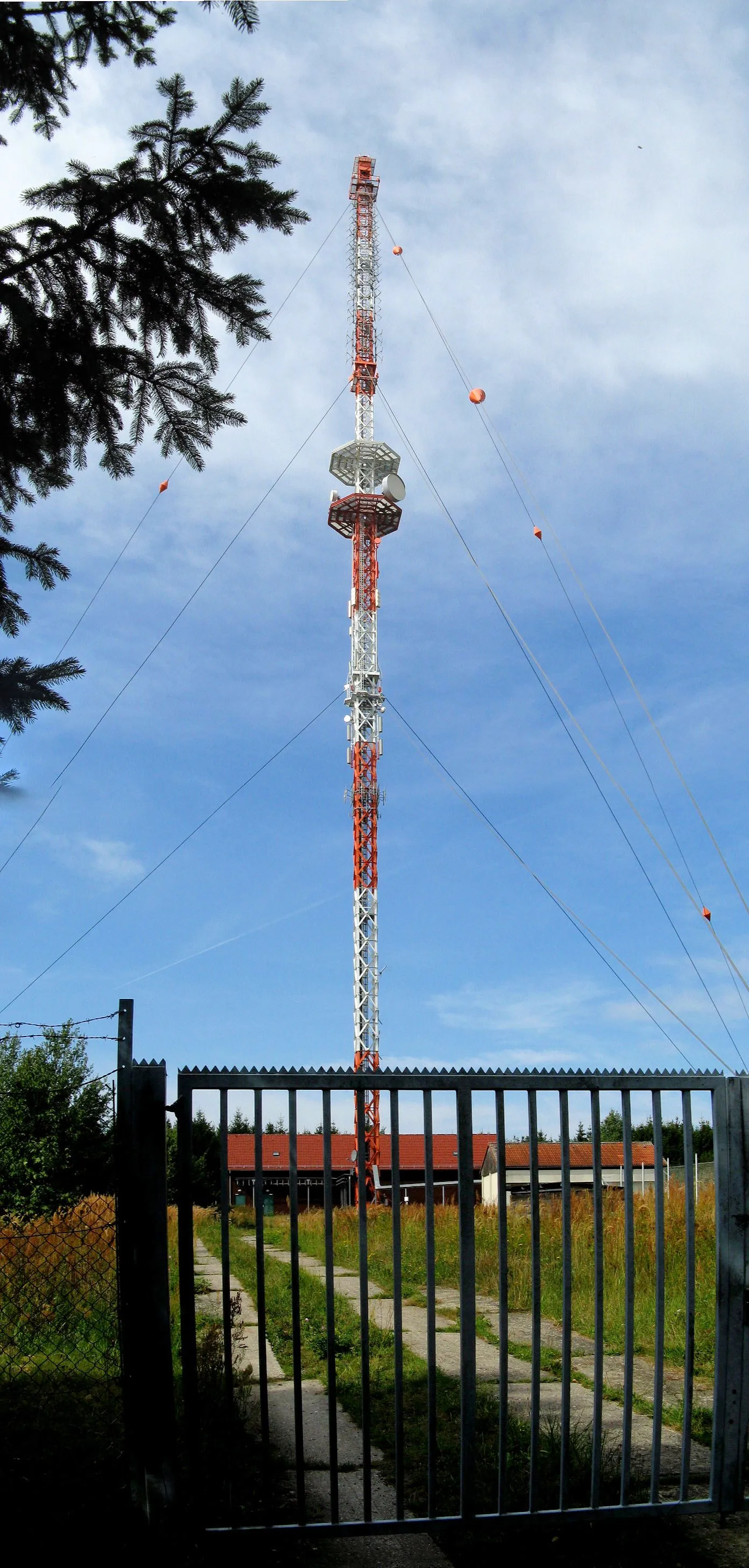 Photo showing: Transmitter mast Röbel-Woldzegarten in Woldzegarten, disctrict Müritz, Mecklenburg-Vorpommern, Germany