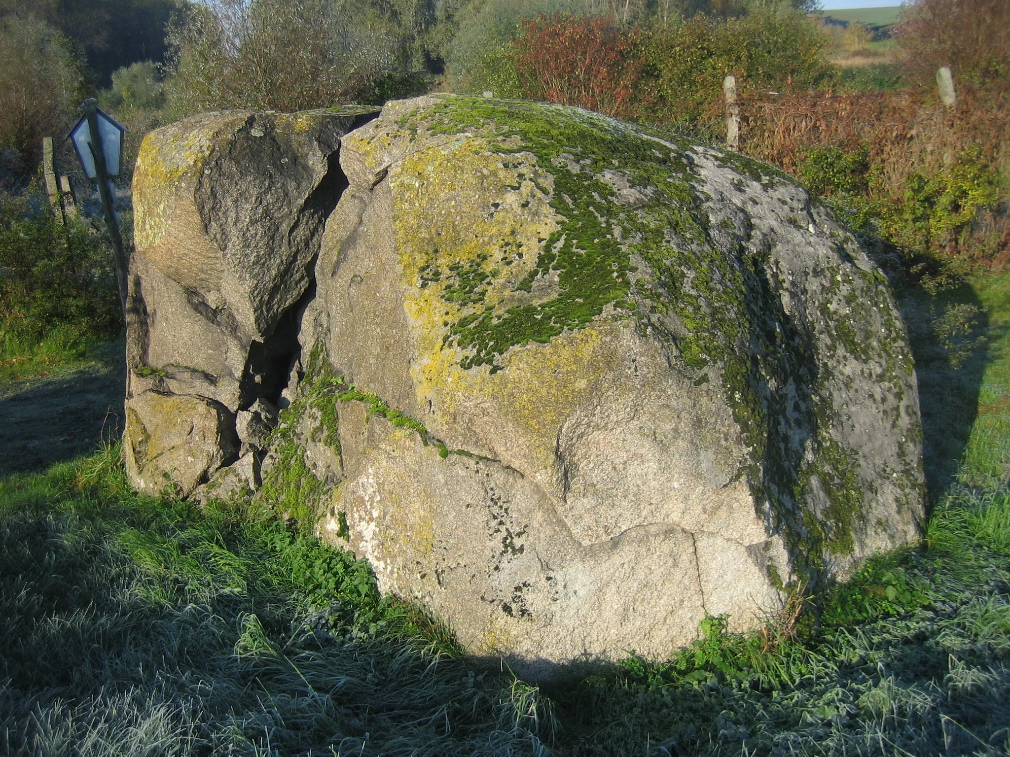 Photo showing: Krappmühlenstein, Findling/Schälchenstein in der Nähe der Krappmühle bei Zirzow, Landkreis Mecklenburgische Seenplatte