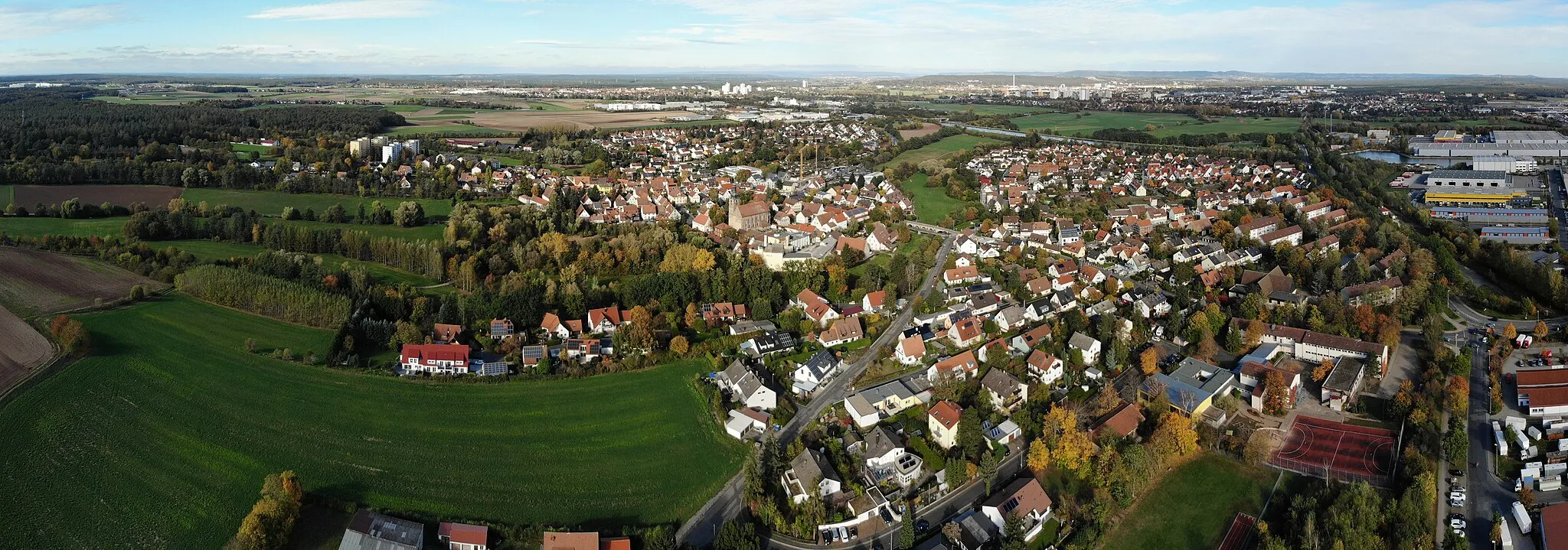 Photo showing: Frauenaurach Luftbild Panorama (2019)