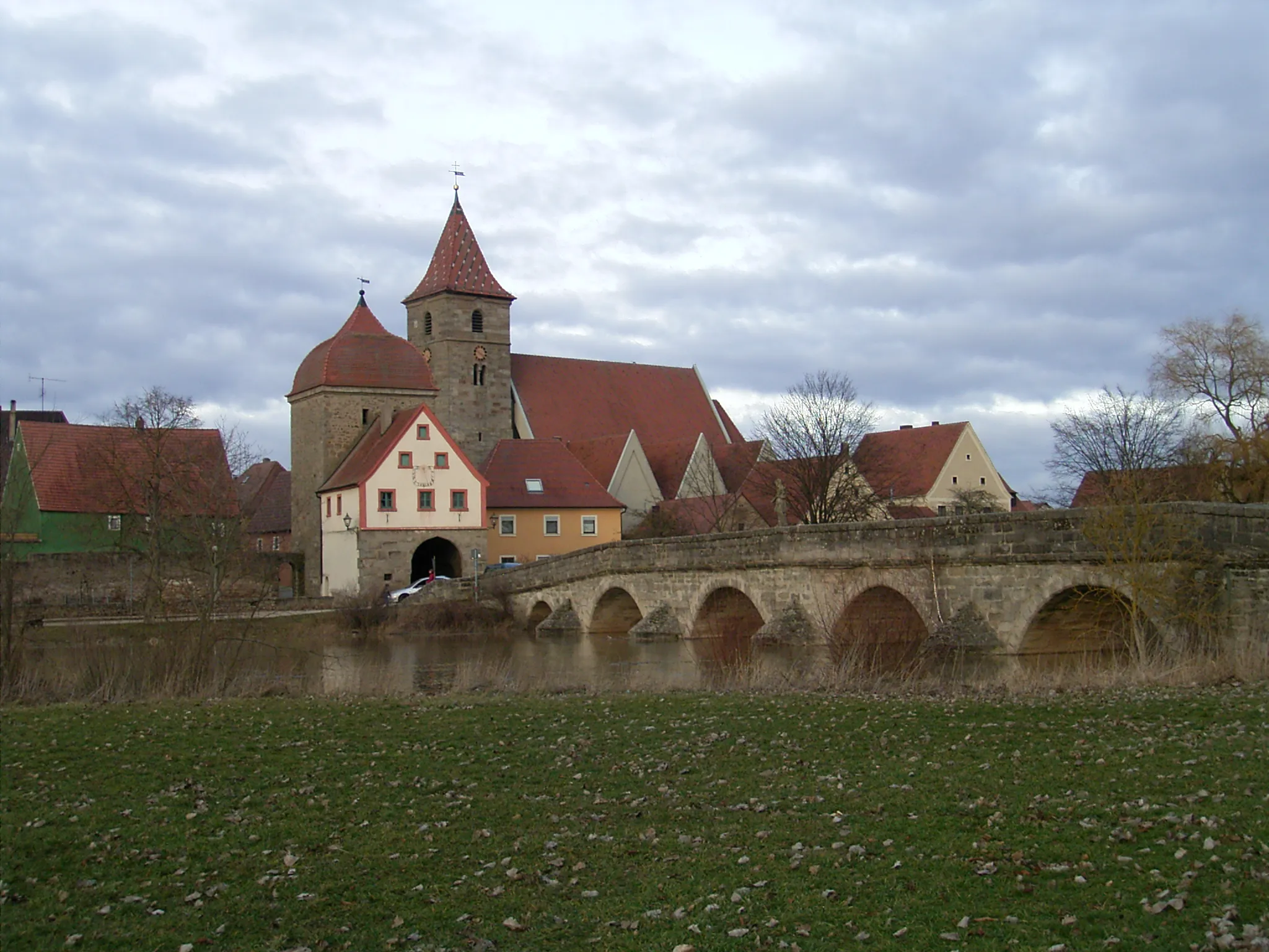 Photo showing: Germany city of Ornbau with river Altmühl and Bridge