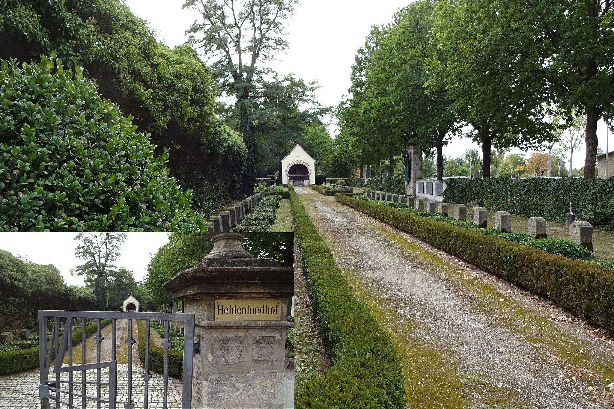 Photo showing: Helden Friedhof in Höchstadt an der Aisch. Mit Kriegsopfern vom Schweden Angriff und Massaker vom 10.3.1633 und Soldatengräber vom 1. Weltkrieg und Namens- und Gedenktafeln vom 2. Weltkrieg.