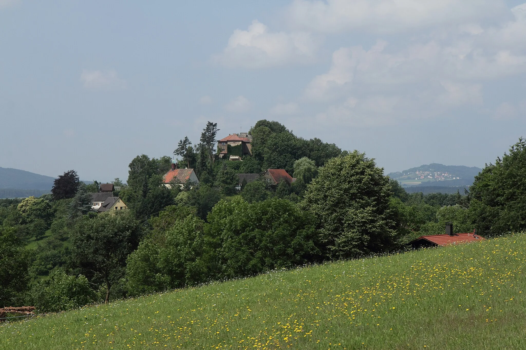Photo showing: Burgruine Stauf - Ansicht des Burgberges vom östlich angrenzenden Altenberg aus