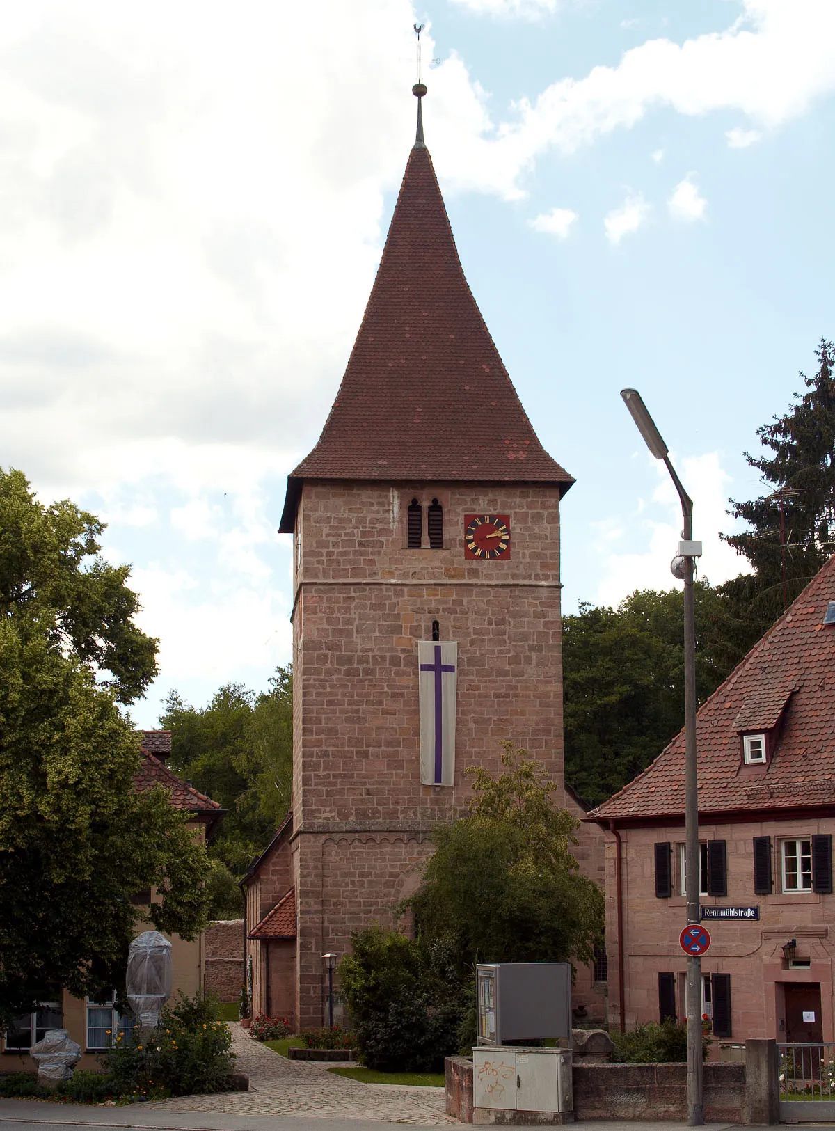 Photo showing: Picture of the protestant church “Unsere Liebe Frau” in Katzwang seen from streetside (East)