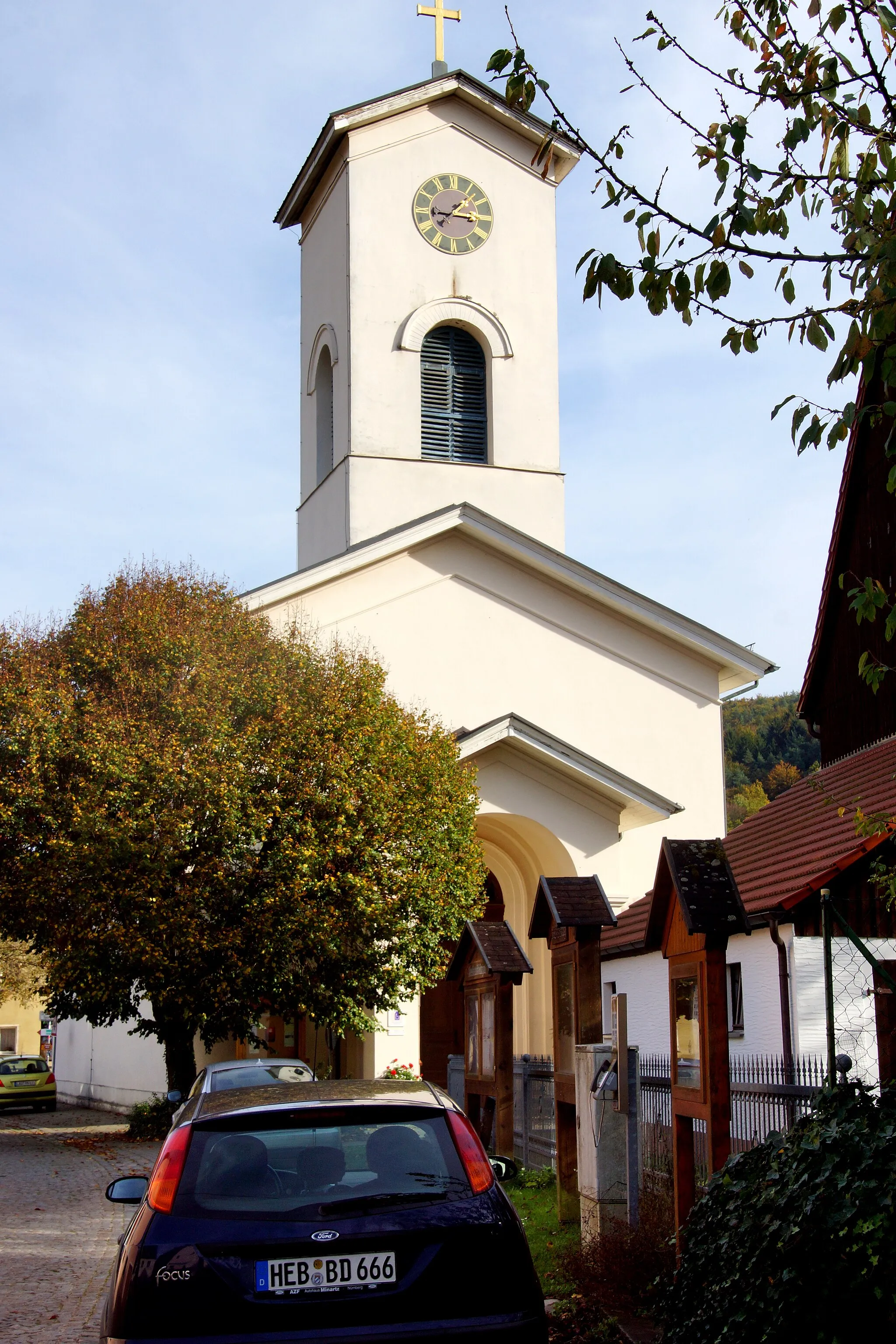 Photo showing: Die evangelische Pfarrkirche St. Johannes der Täufer in Förrenbach bei Happburg