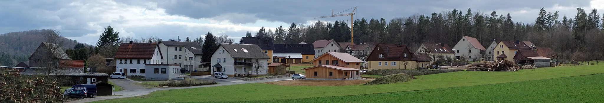 Photo showing: A panorama of Soranger, a village of the town of Pottenstein in northern Bavaria.