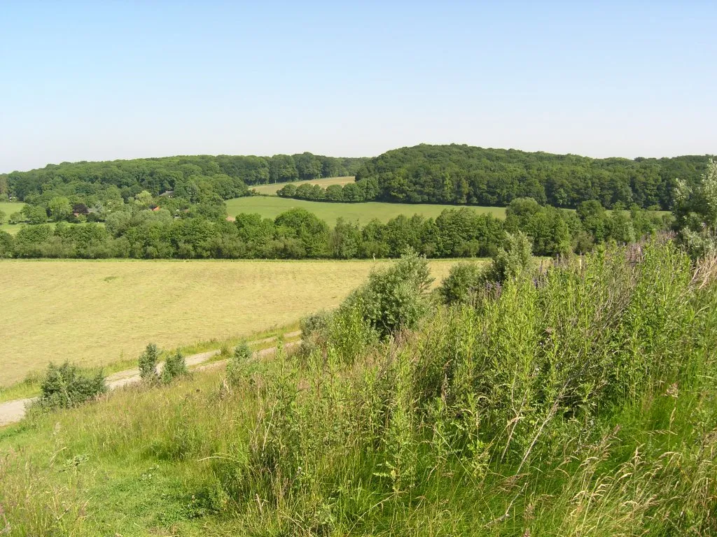 Photo showing: Blick auf Vorbergshügel vom Lärmschutzwall der A1 aus