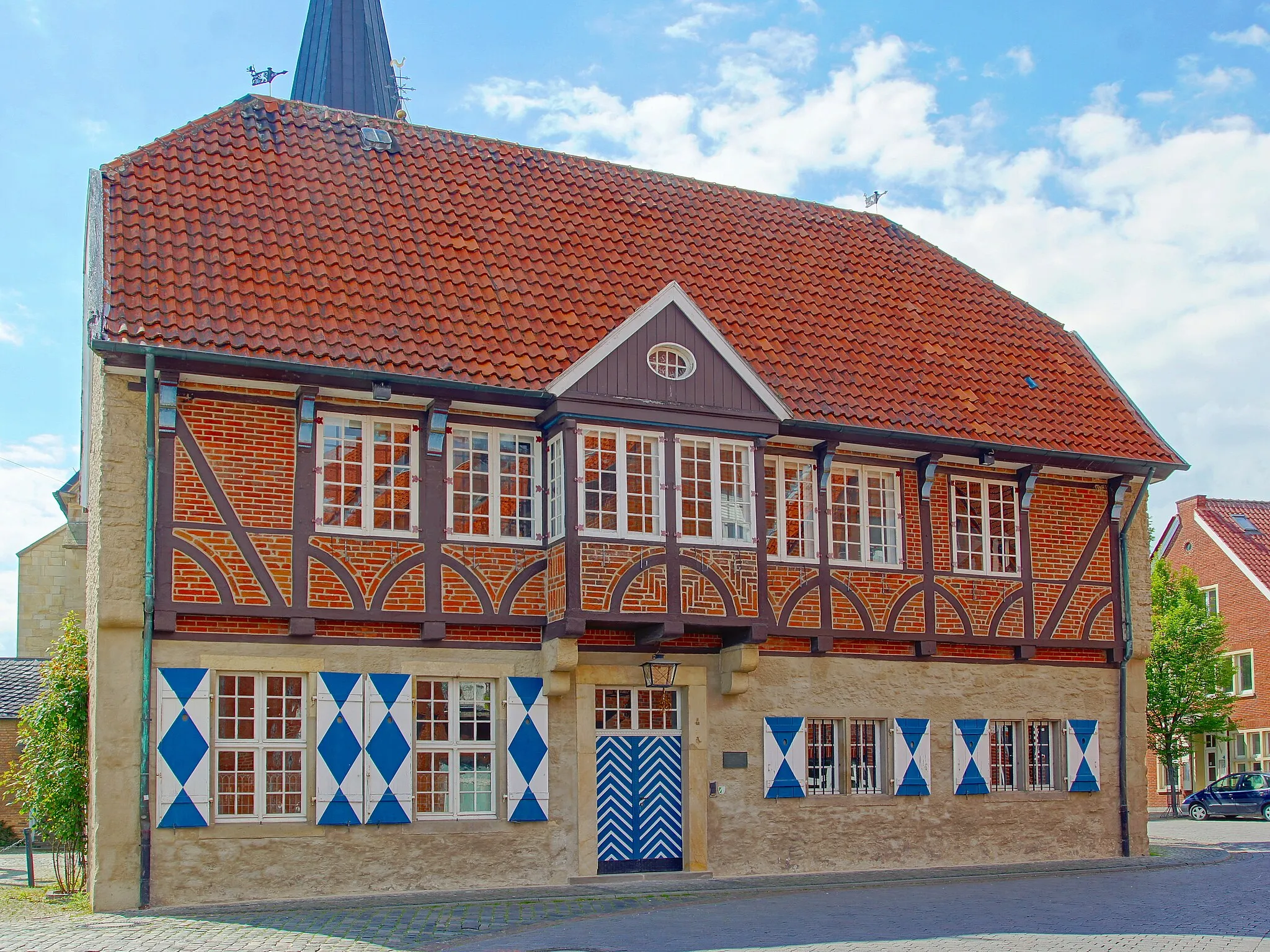 Photo showing: Historic town hall in Horstmar, district of Steinfurt, North Rhine-Westphalia, Germany.

This is a photograph of an architectural monument. It is on the list of cultural monuments of Horstmar, no. A/05.