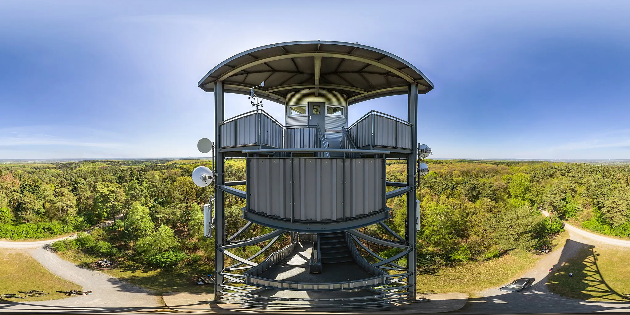 Photo showing: 360° Panorama von der Aussichtsplattform Feuerwachturm Rennberg in der Haard im Naturpark Hohe Mark Westmünsterland