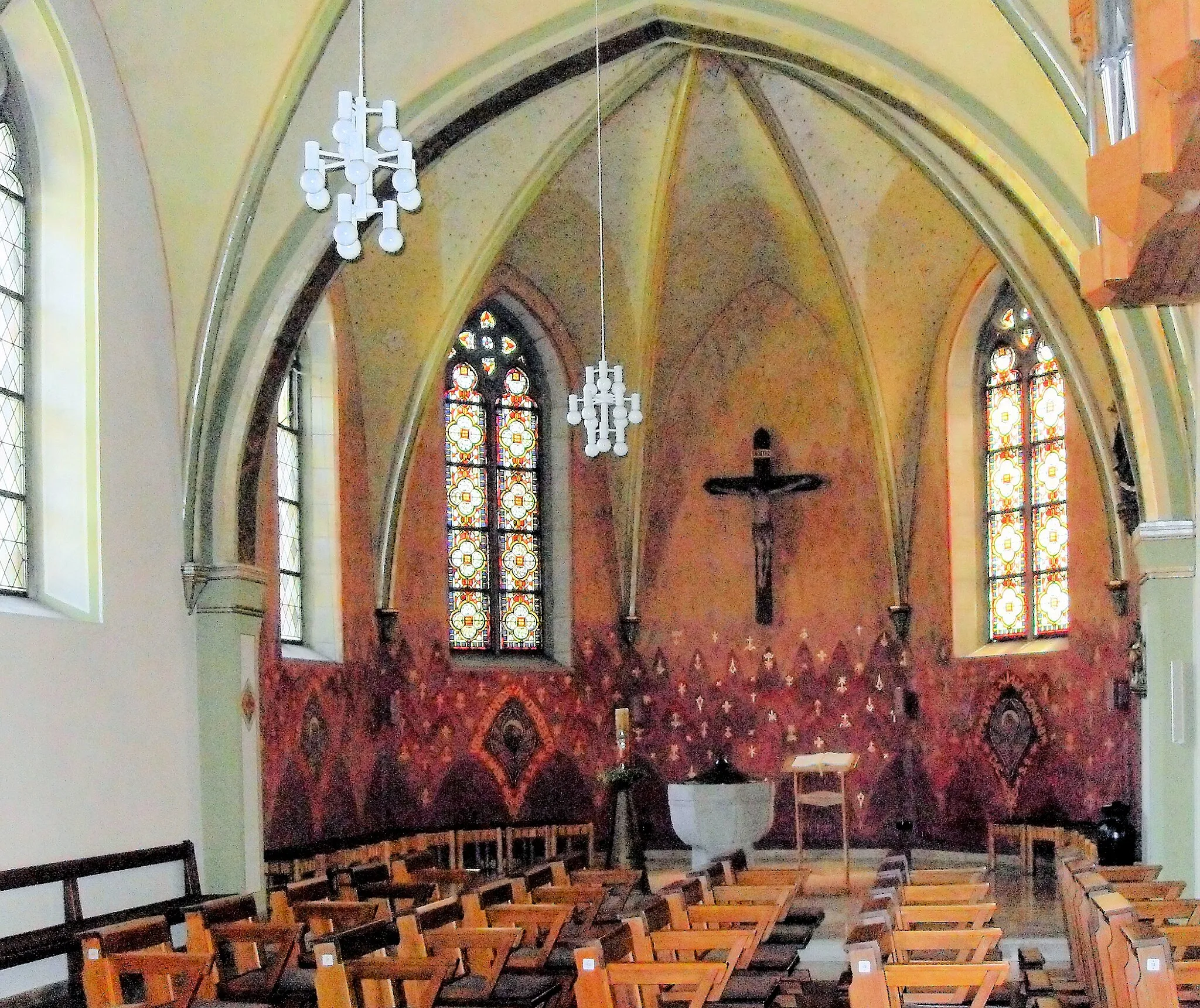 Photo showing: Wandgemälde im alten Schiff der Pfarrkirche St. Gertrudis in Lingen-Bramsche, Landkreis Emsland