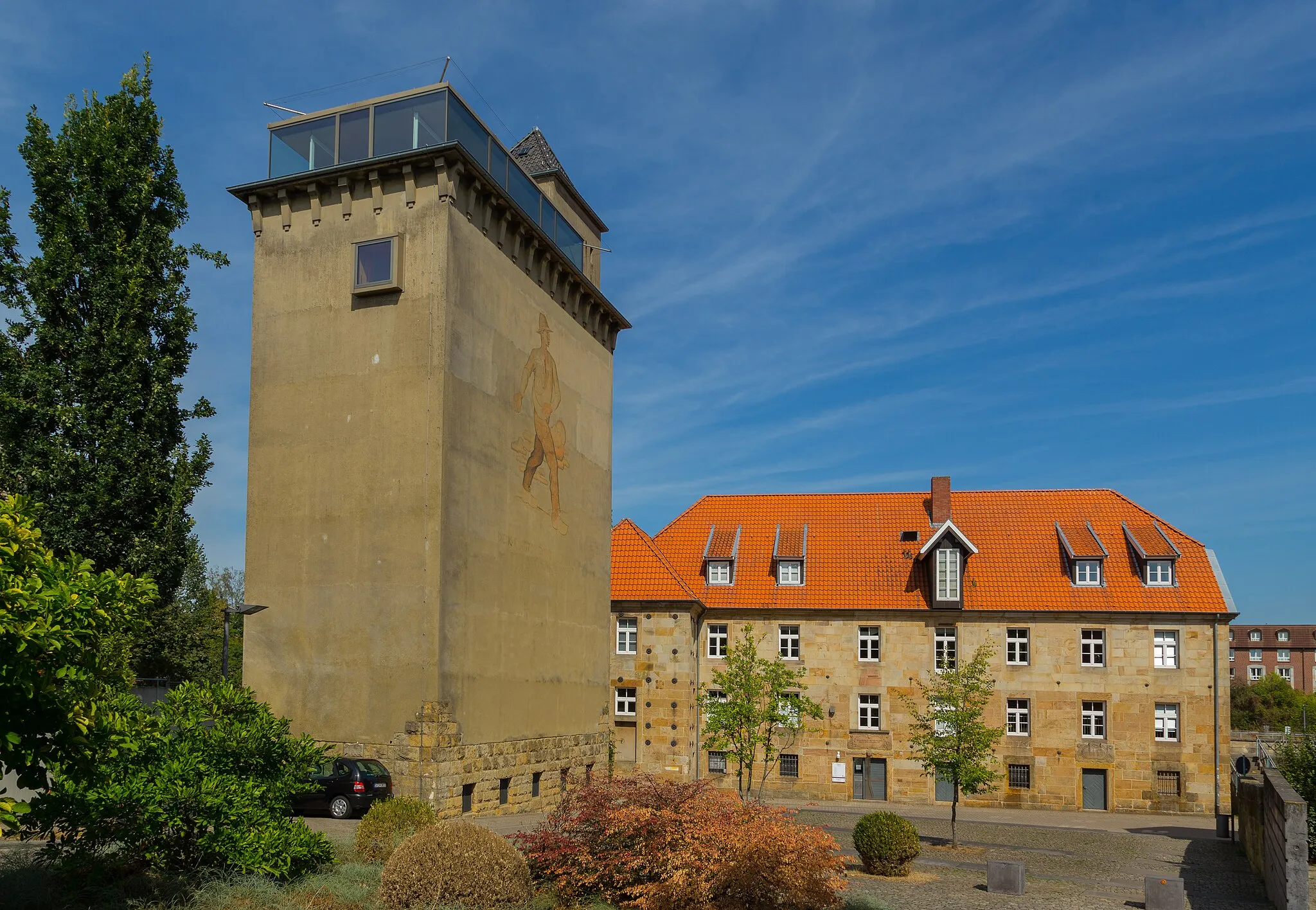 Photo showing: Ems Mill (Emsmühle) and the silo in Rheine, Kreis Steinfurt, North Rhine-Westphalia, Germany.