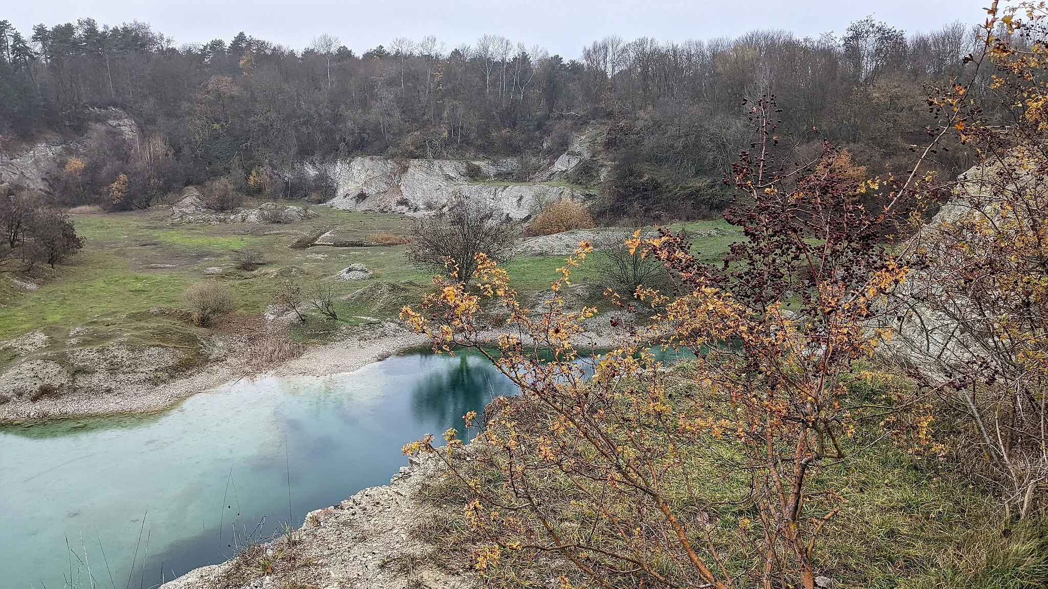 Photo showing: View over the abandoned quarry at Waldhügel in Rheine, North Rhine-Westphalia, Germany