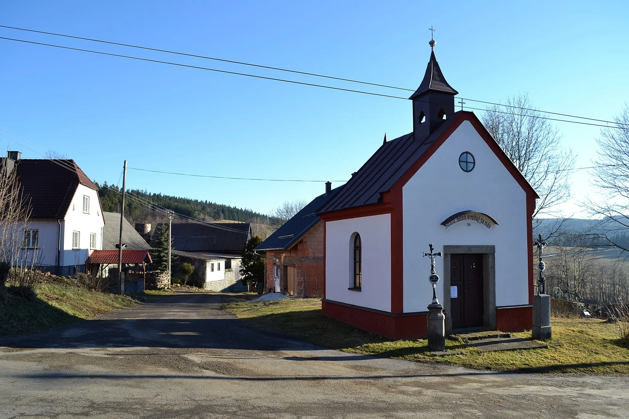 Photo showing: A chapel in Kunkovice, part of the town of Čachrov, Klatovy district, Czech Republic.
