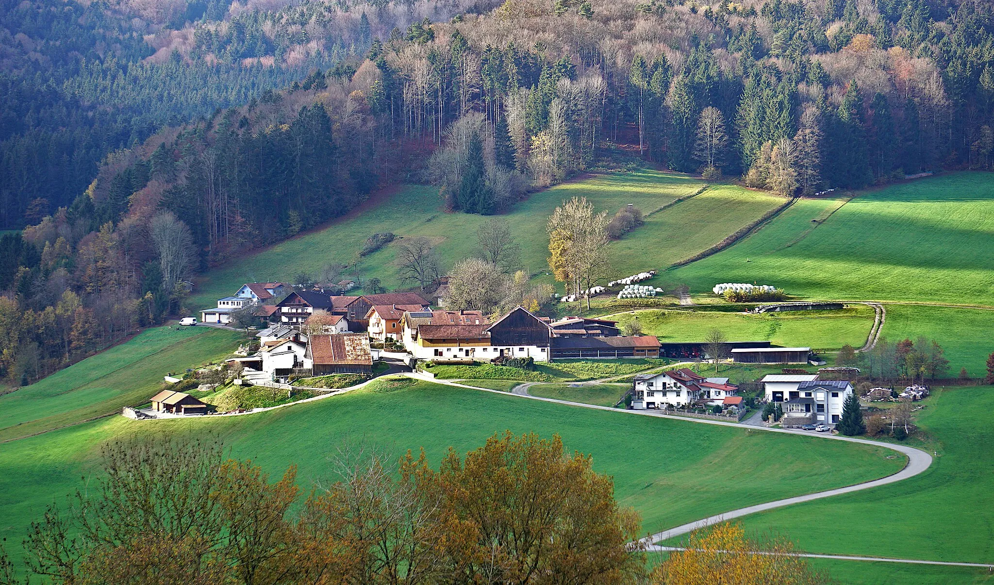 Photo showing: Blick auf den Weiler Gerlesreuth, Ortsteil von Schönberg (Niederbayern).