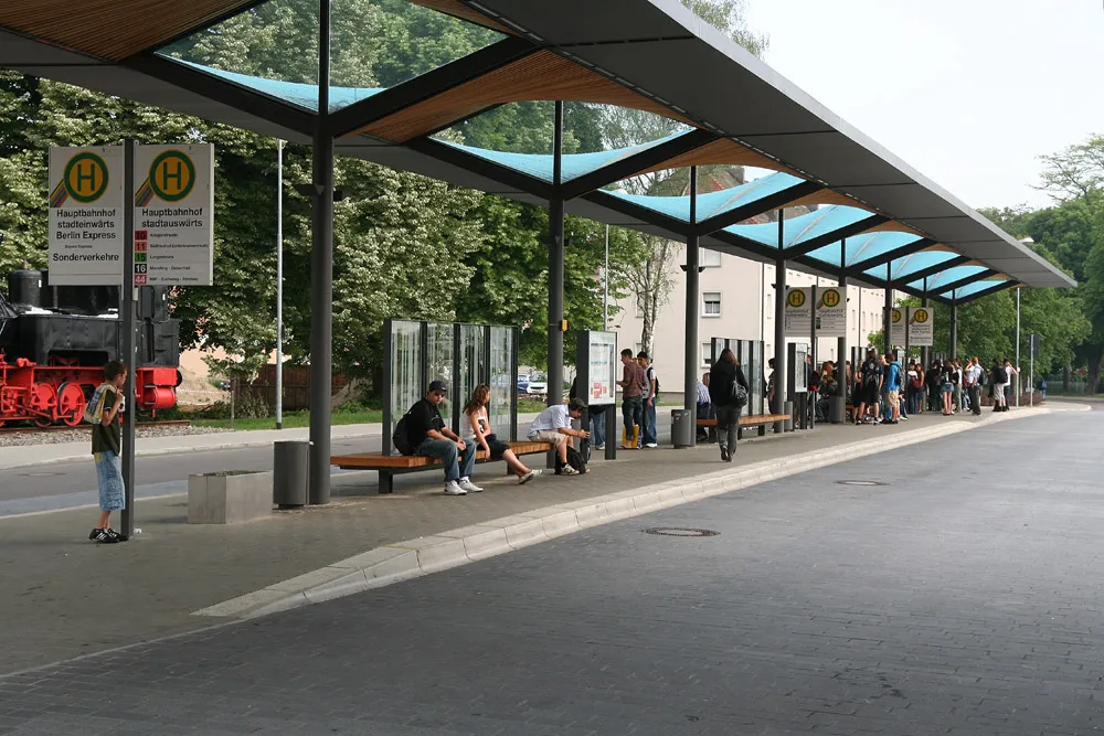 Photo showing: A bus stop on the main railway station of Ingolstadt, Germany