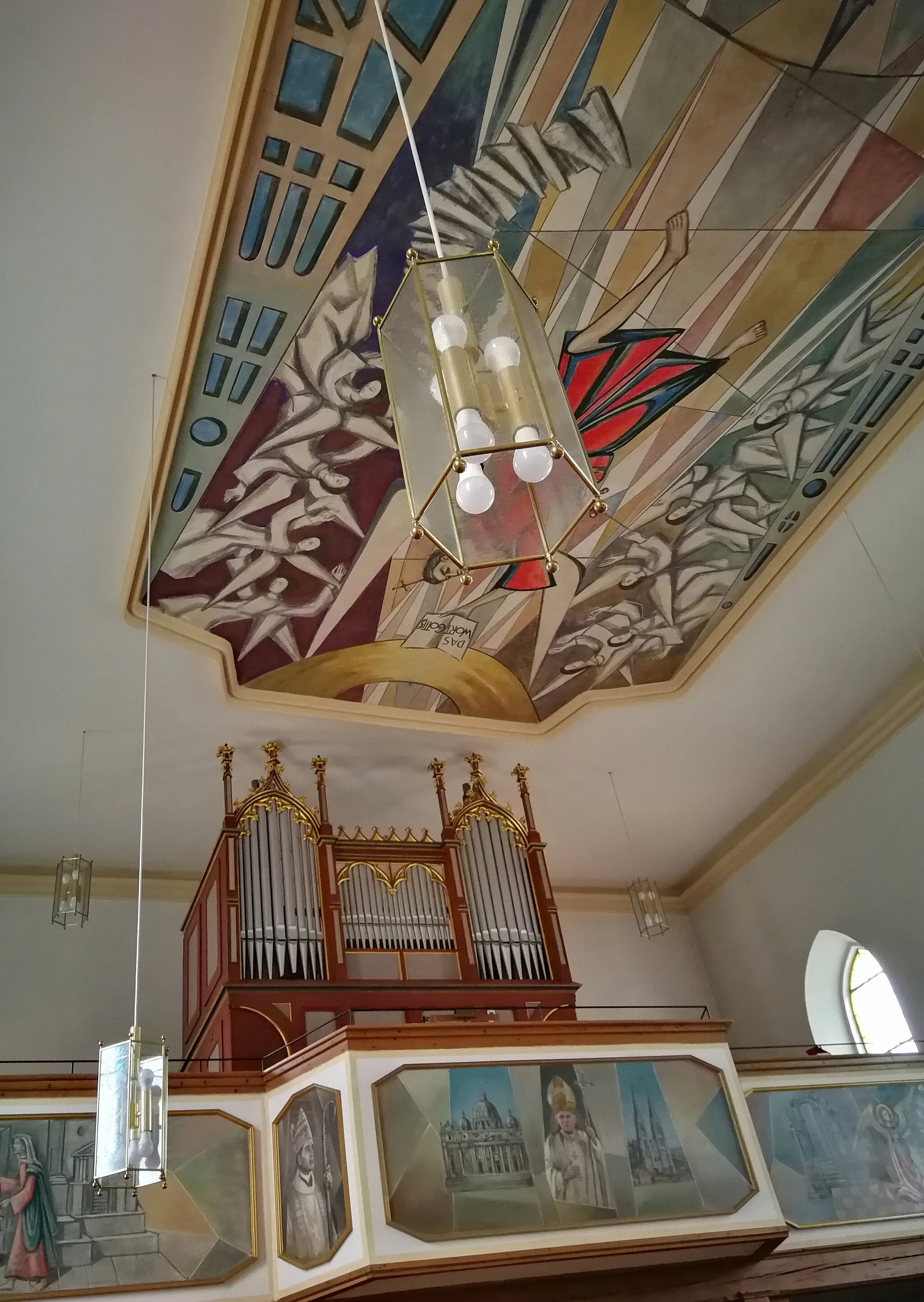 Photo showing: Orgel der katholischen Expositurkirche St. Michael Zinzenzell, Gemeinde Wiesenfeld, Landkreis Straubing-Bogen, Niederbayern, Bayern, Deutschland