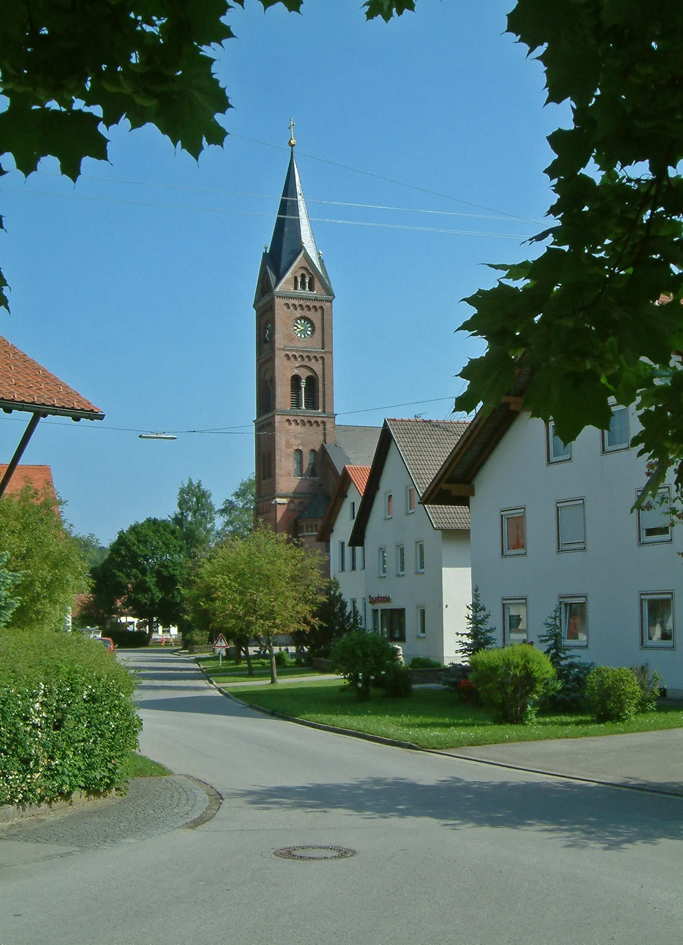 Photo showing: Baisweil, bell tower of St John the Baptist's Church from south (Sankt-Anna-Straße).