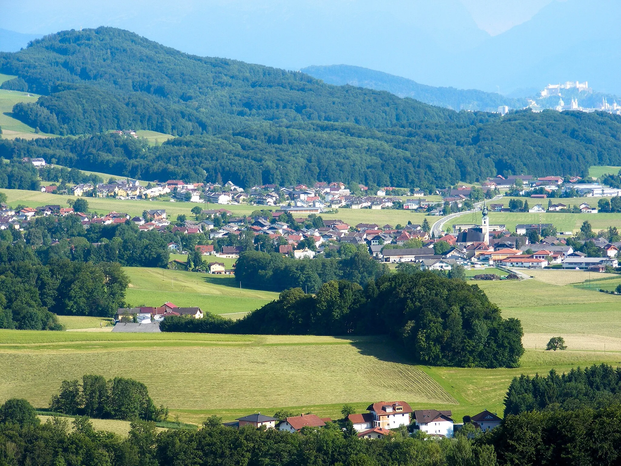 Photo showing: Blick vom Haunsberg Richtung Süden mit Anthering.