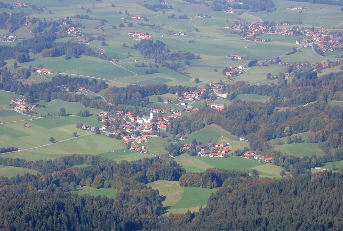 Photo showing: Blick vom Breitenstein auf Elbach, Fischbachau