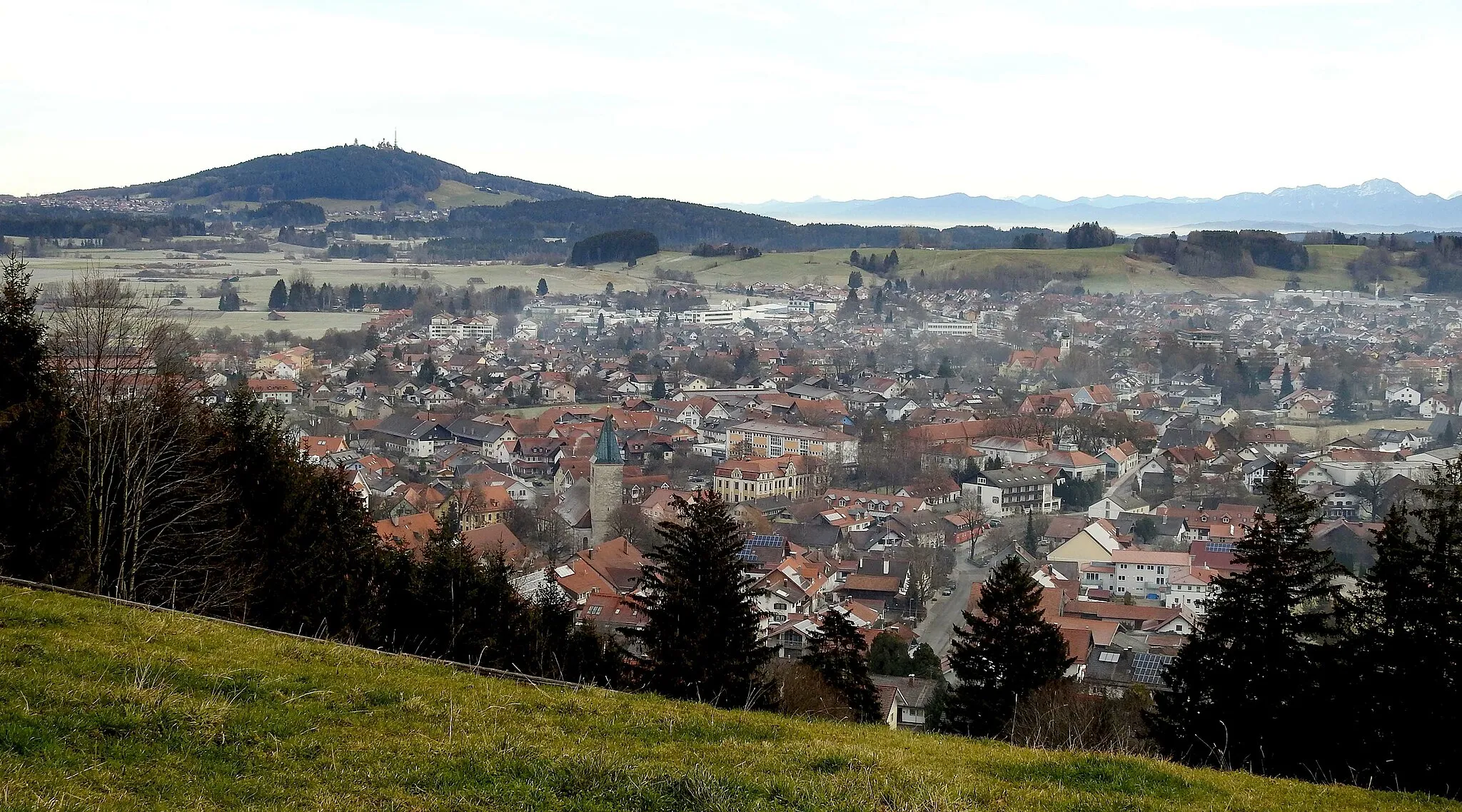 Photo showing: Peiting von Westen mit Hohem Peißenberg