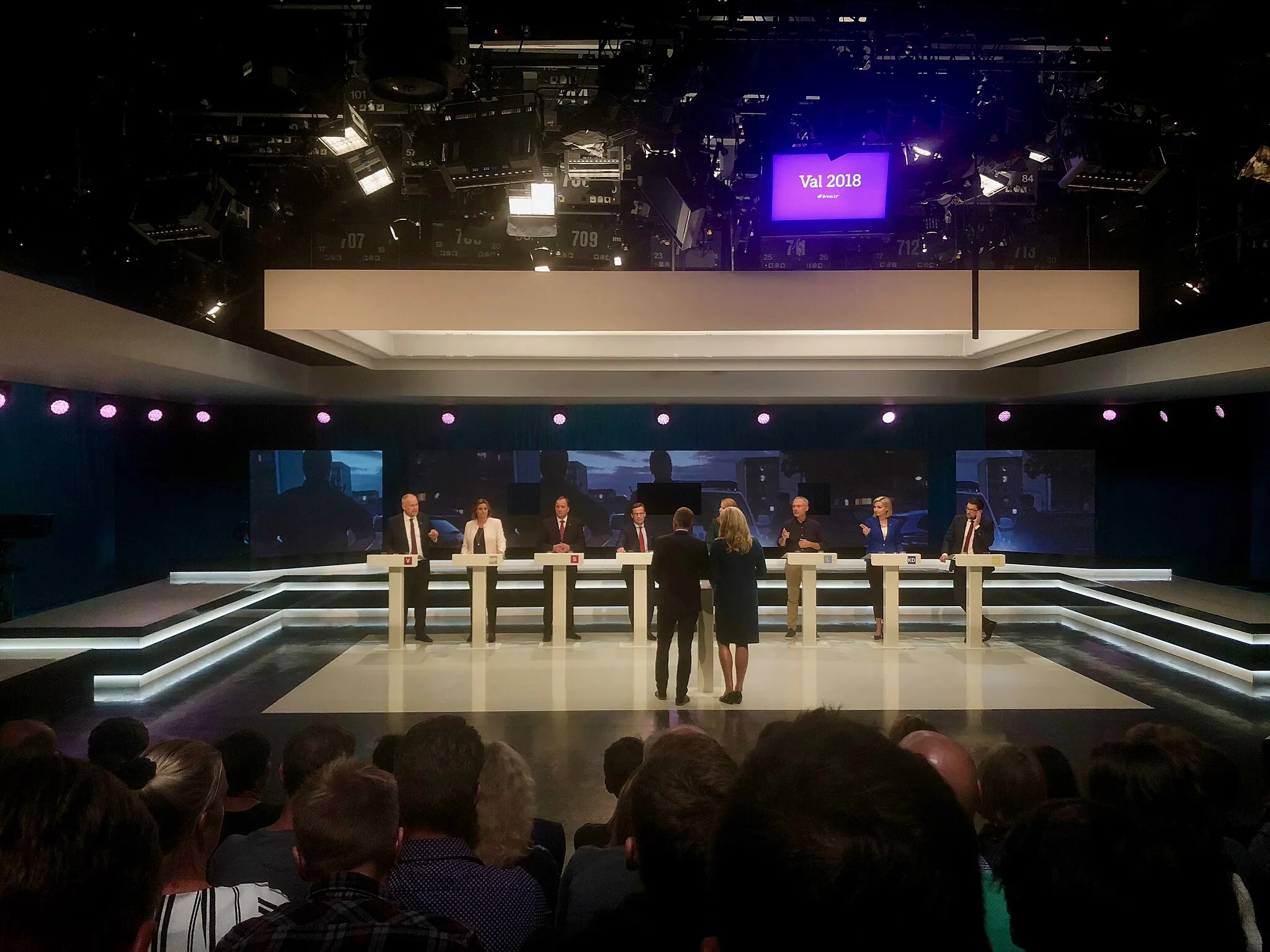 Photo showing: Partiledardebatt i SVT under valet 2018