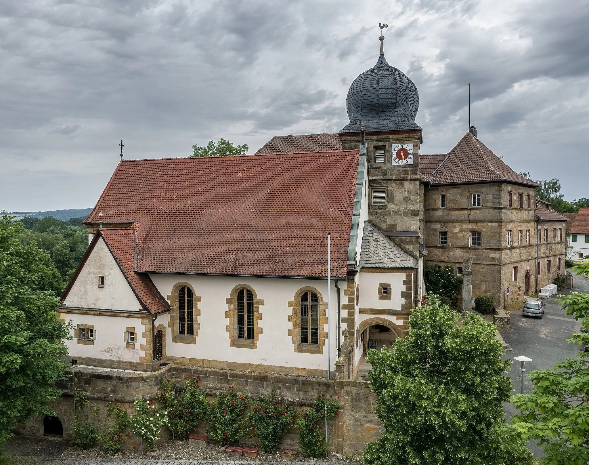 Photo showing: Aerial view of the Evangelical Lutheran parish church of St. Ägidius in Redwitz an der Rodach