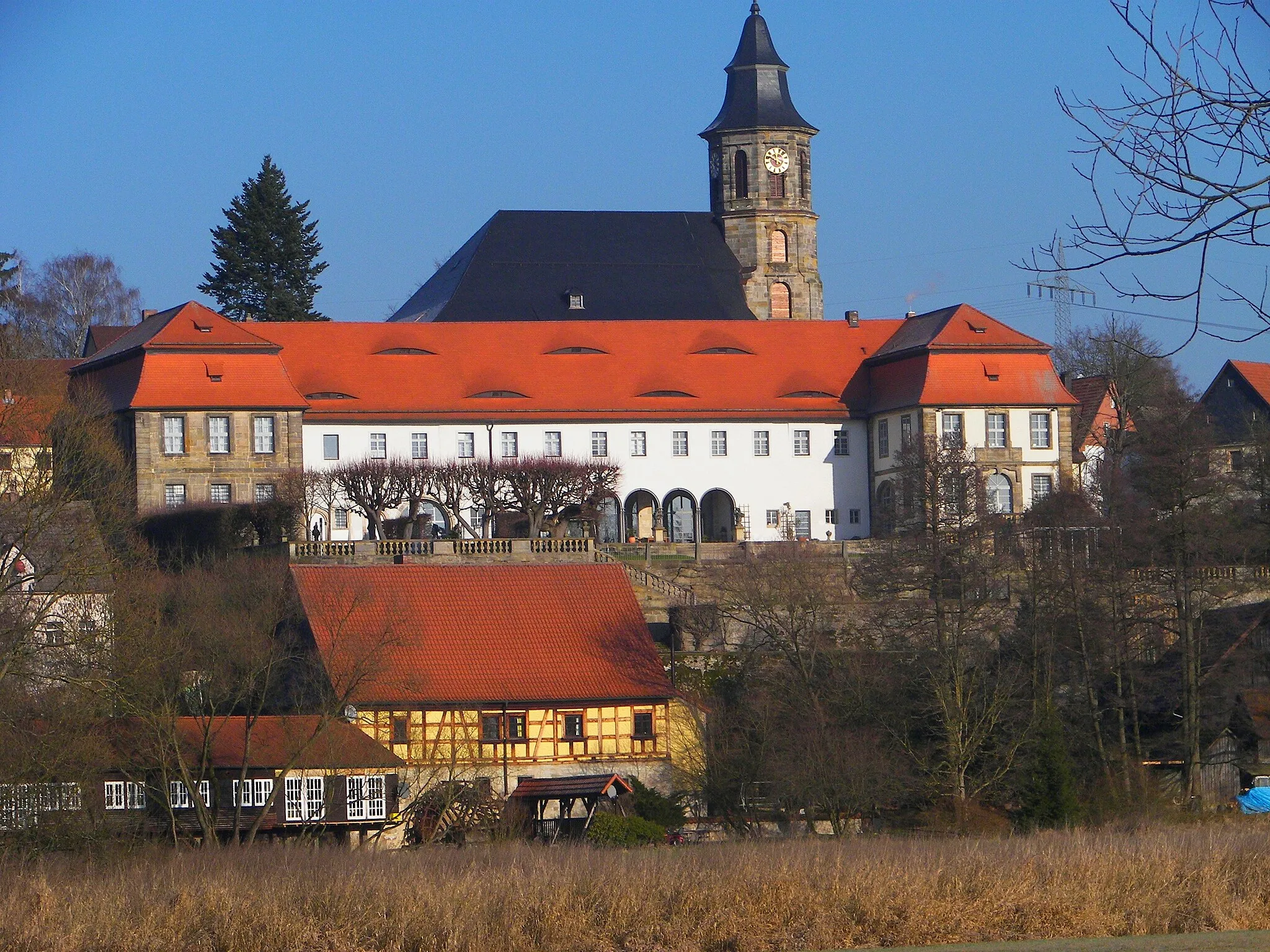 Photo showing: Neudrossenfels, Church, Castle and Mill