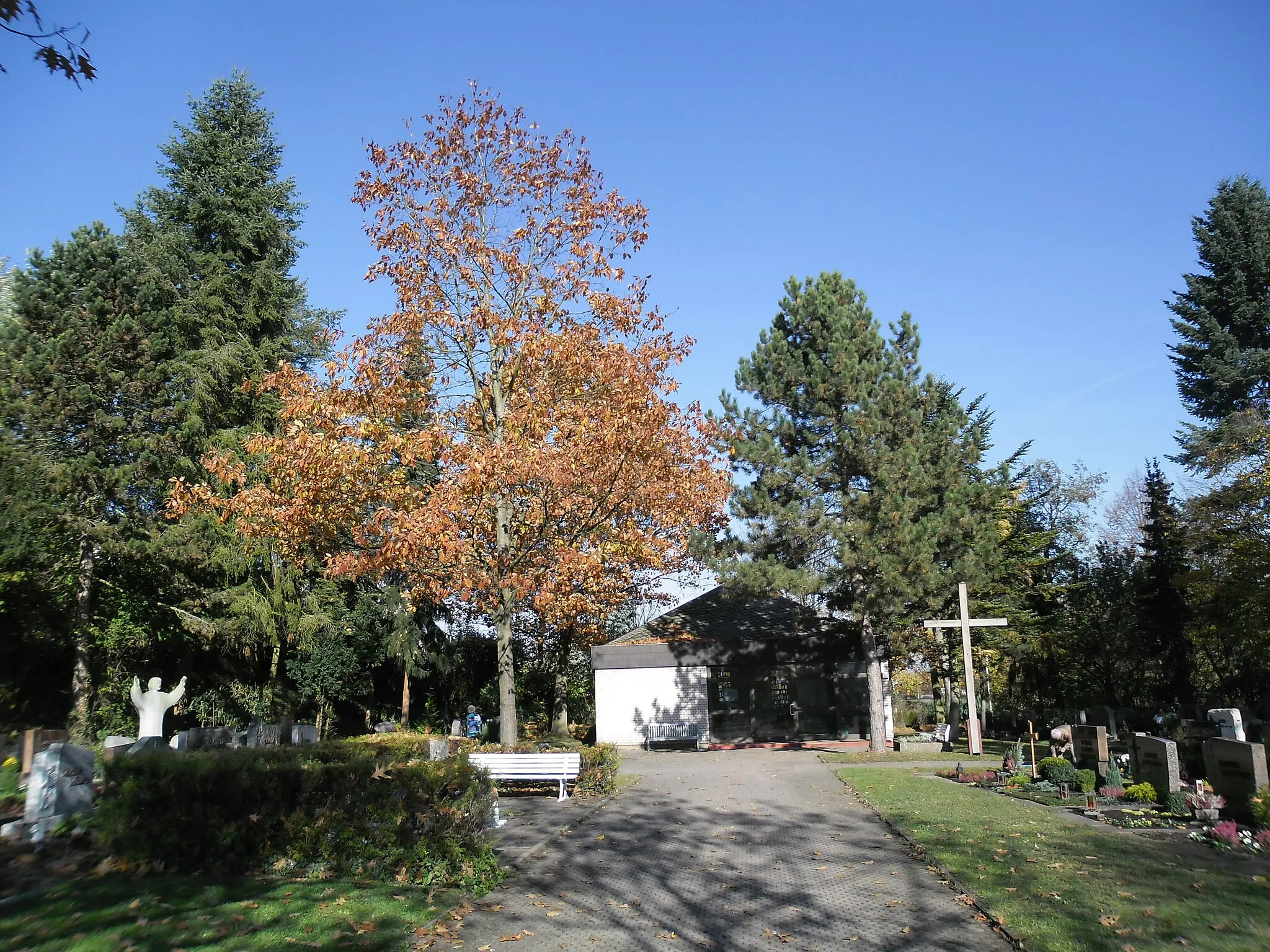 Photo showing: Der Friedhof östlich unterhalb der Dreikönigskirche in Richtung Regnitz