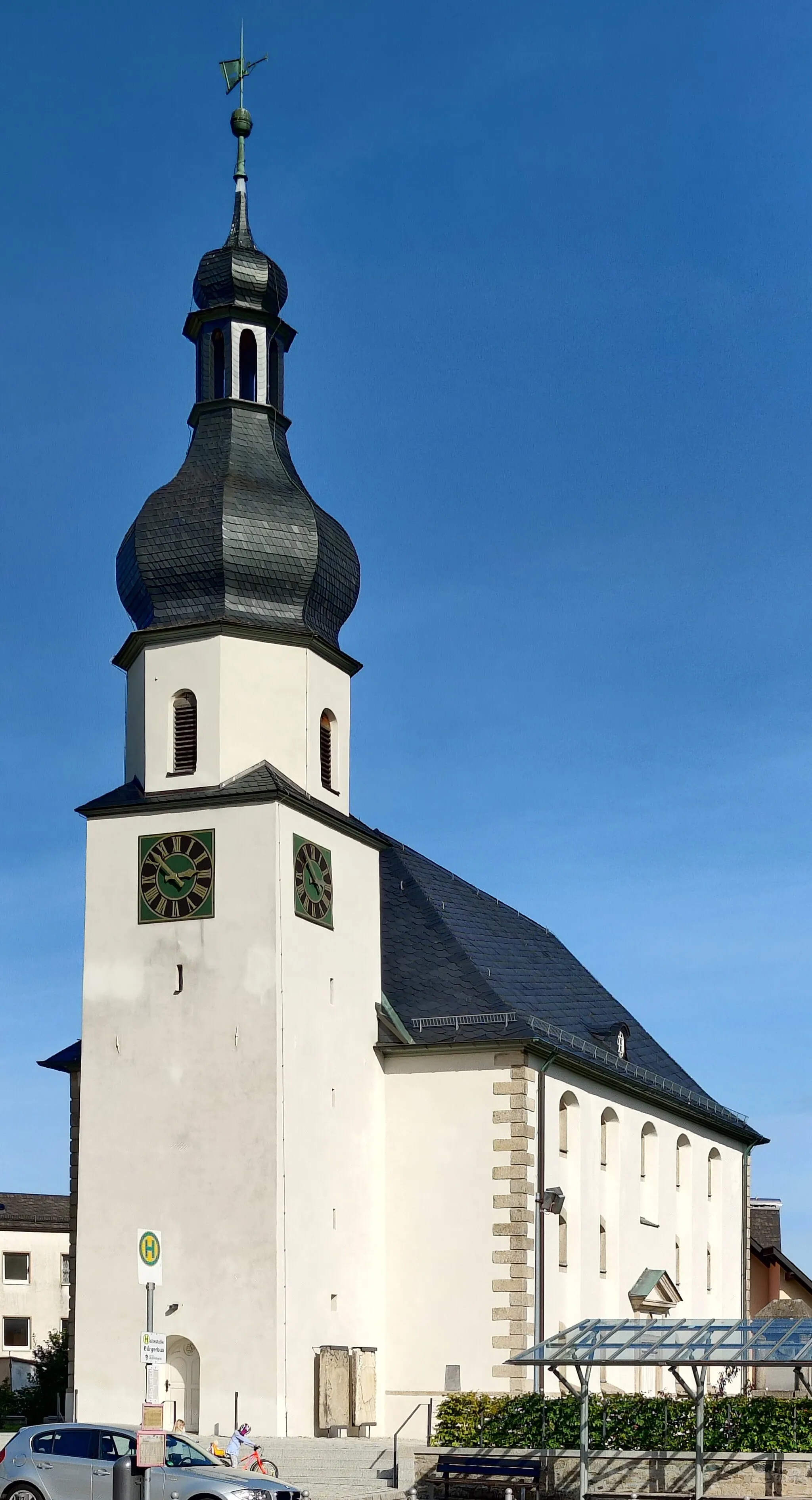 Photo showing: Evangelisch-lutherische Pfarrkirche Konradsreuth, Landkreis Hof, Oberfranken, Bayern, Deutschland