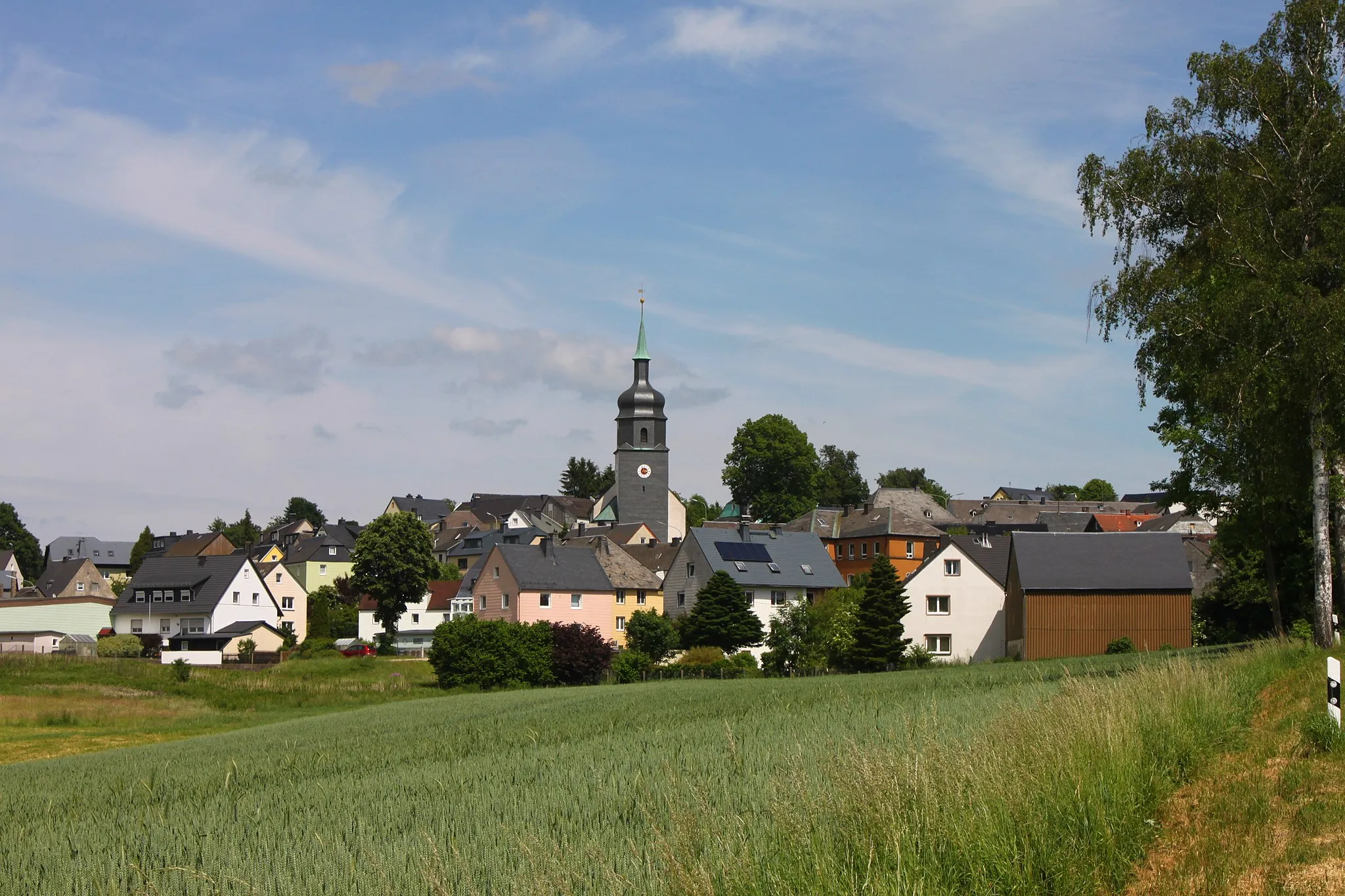 Photo showing: Blick von Westen, von der Straße Richtung Neudorf aus, auf Leupoldsgrün.