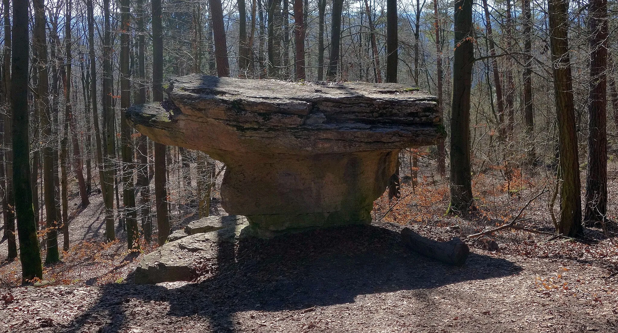 Photo showing: The rock formation Teufelstisch (devil's table) near the town of Igensdorf in northern Bavaria.